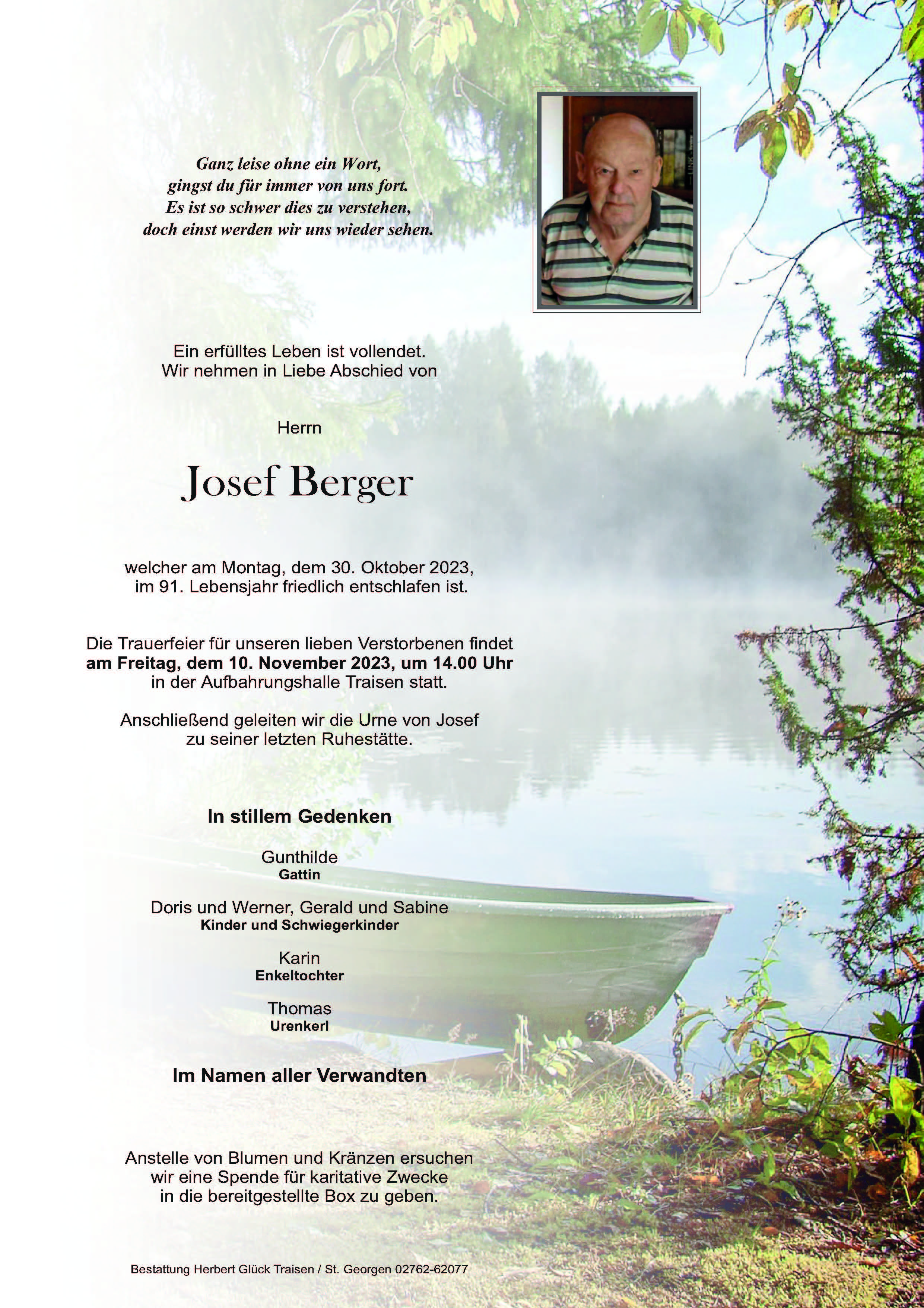 Sterbefall Josef Berger