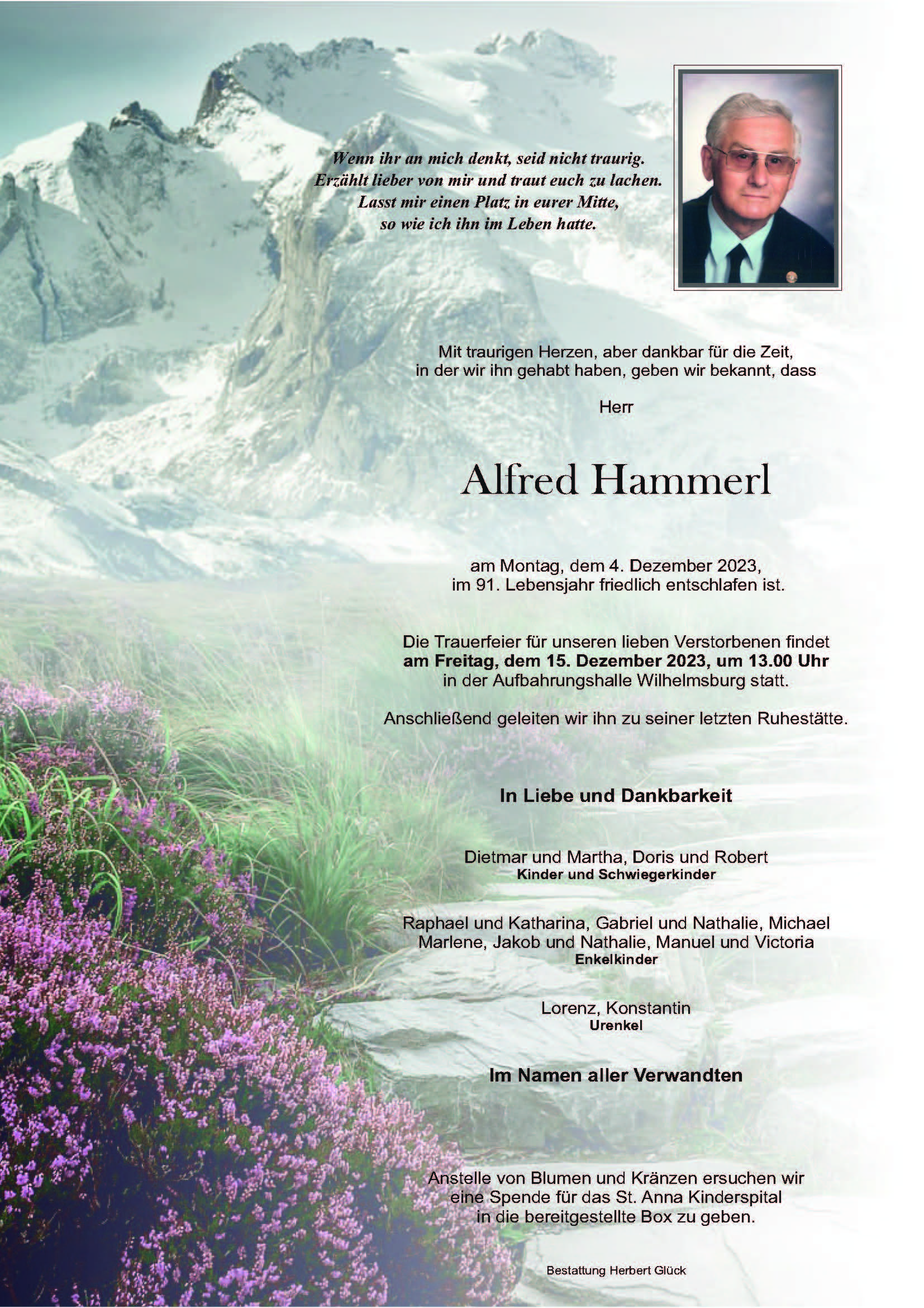 Sterbefall Alfred Hammerl