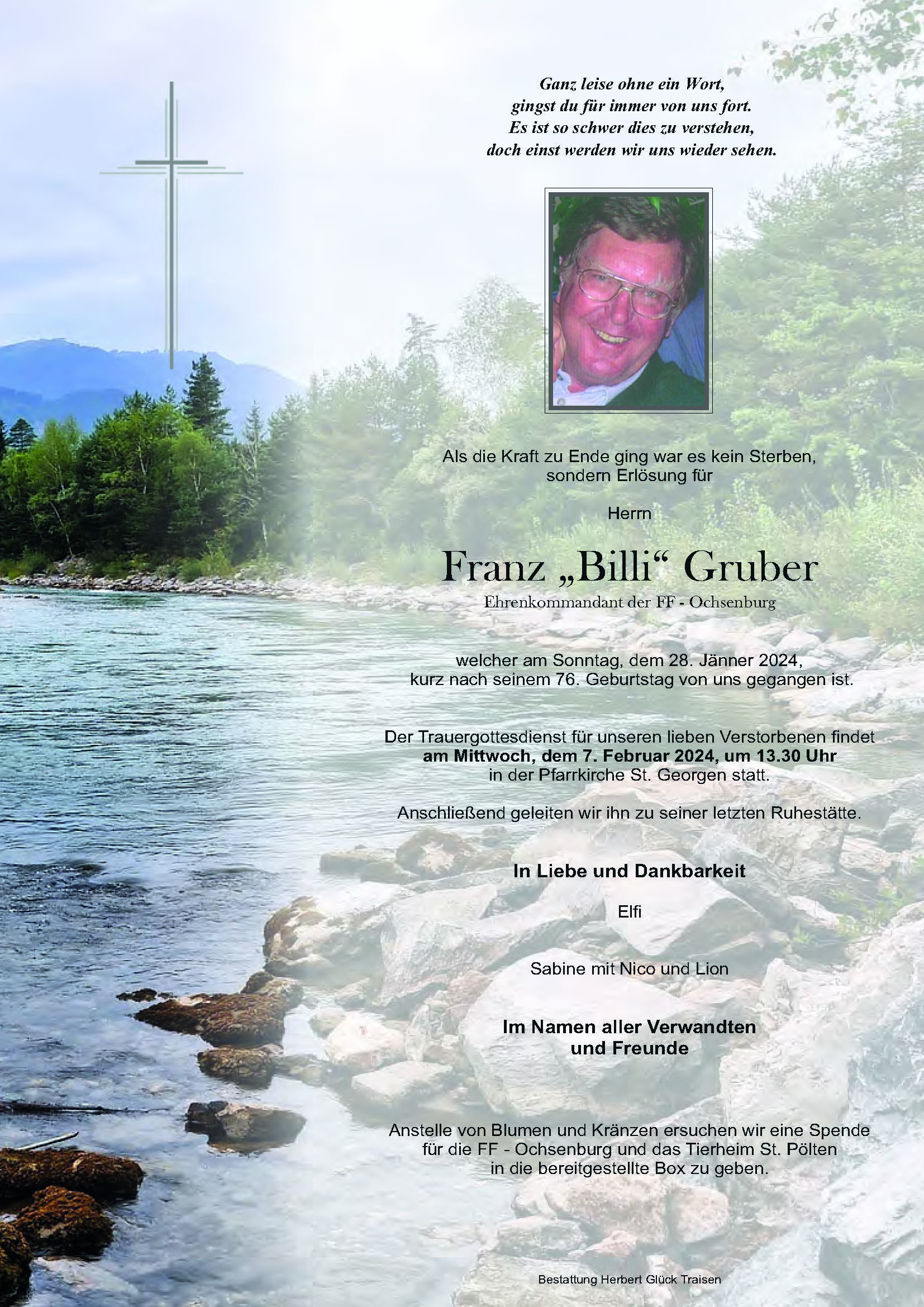 Sterbefall Franz Gruber