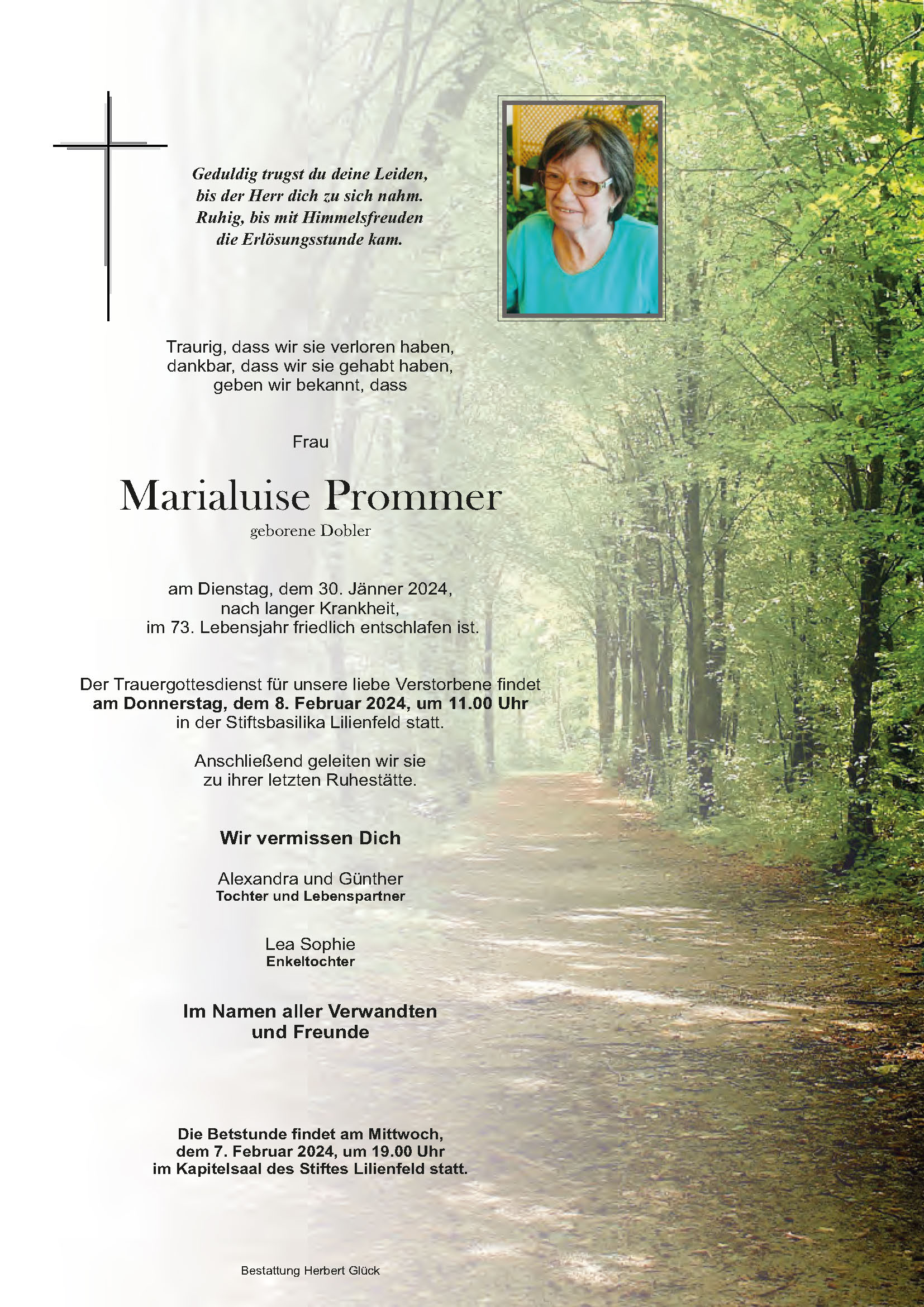 Sterbefall Marialuise Prommer