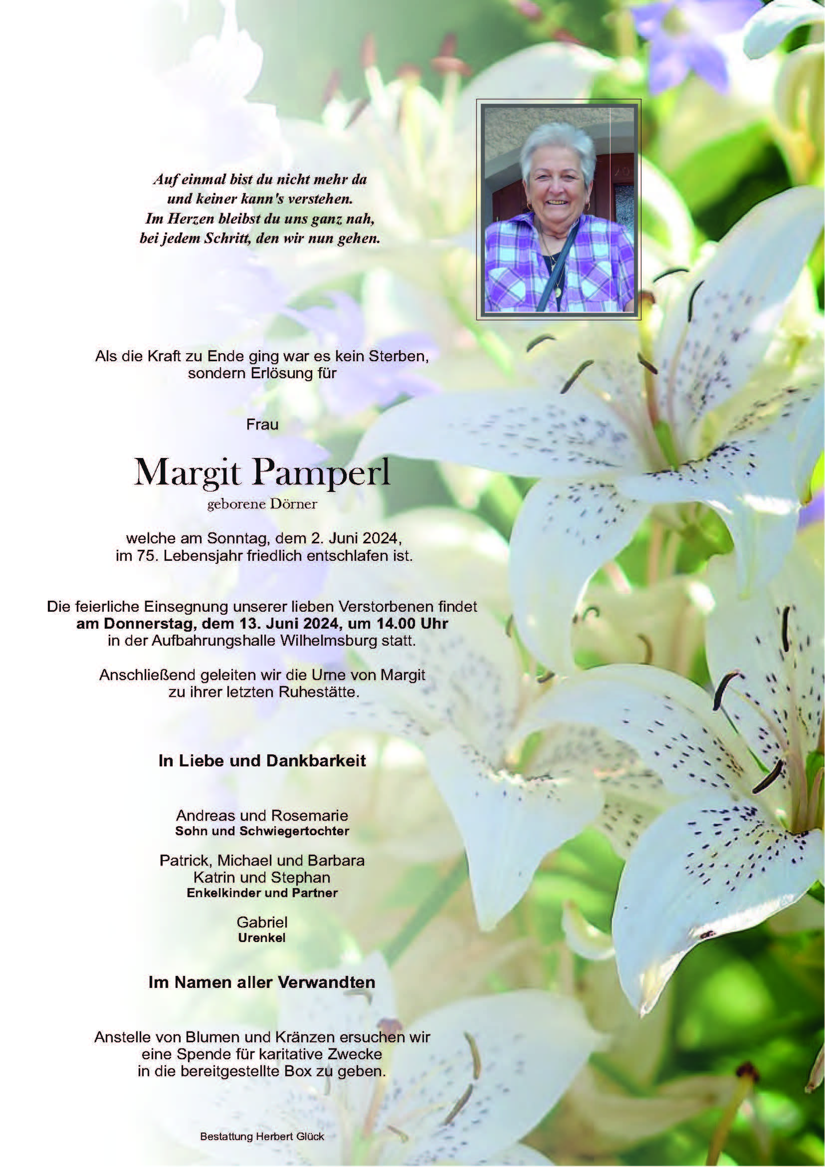 Sterbefall Margit Pamperl