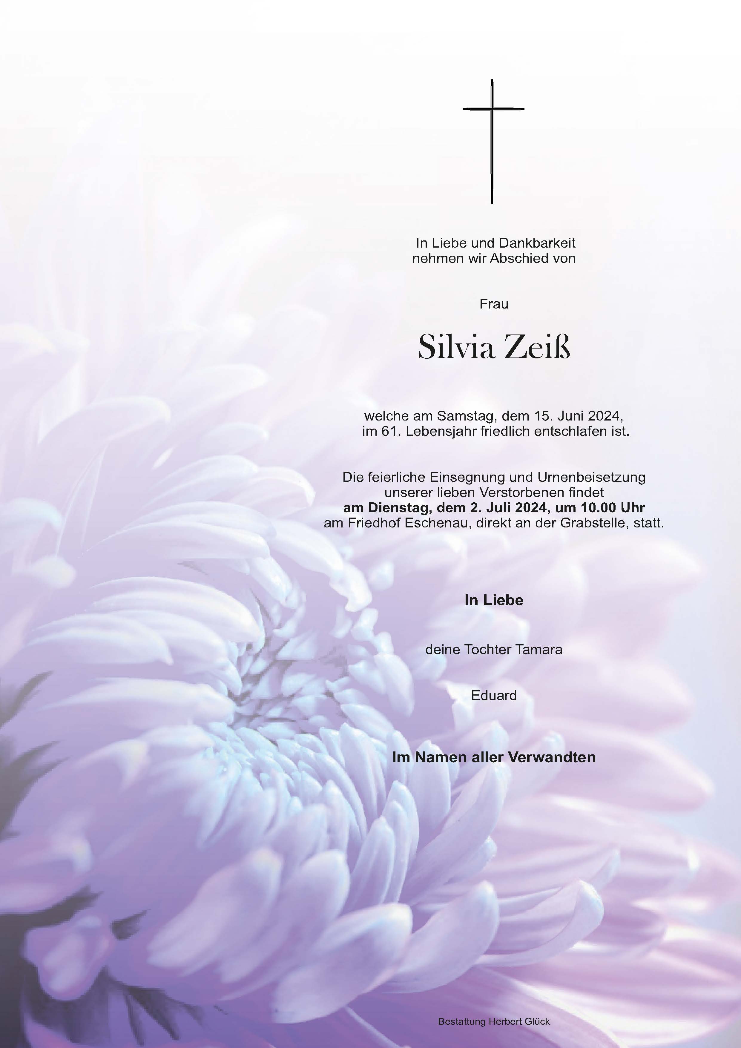 Sterbefall Silvia Zeiß