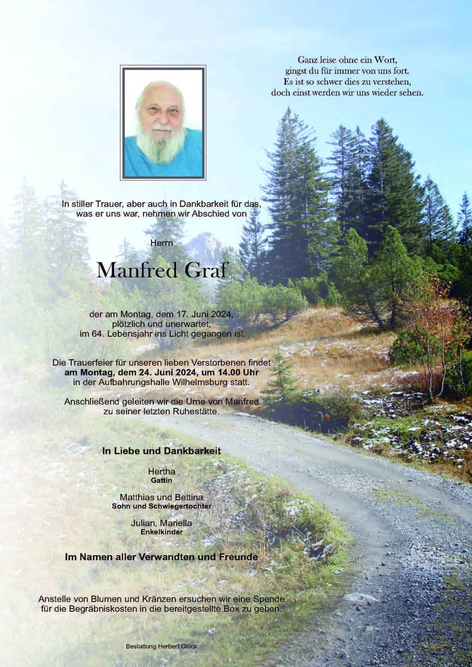 Sterbefall Manfred Graf