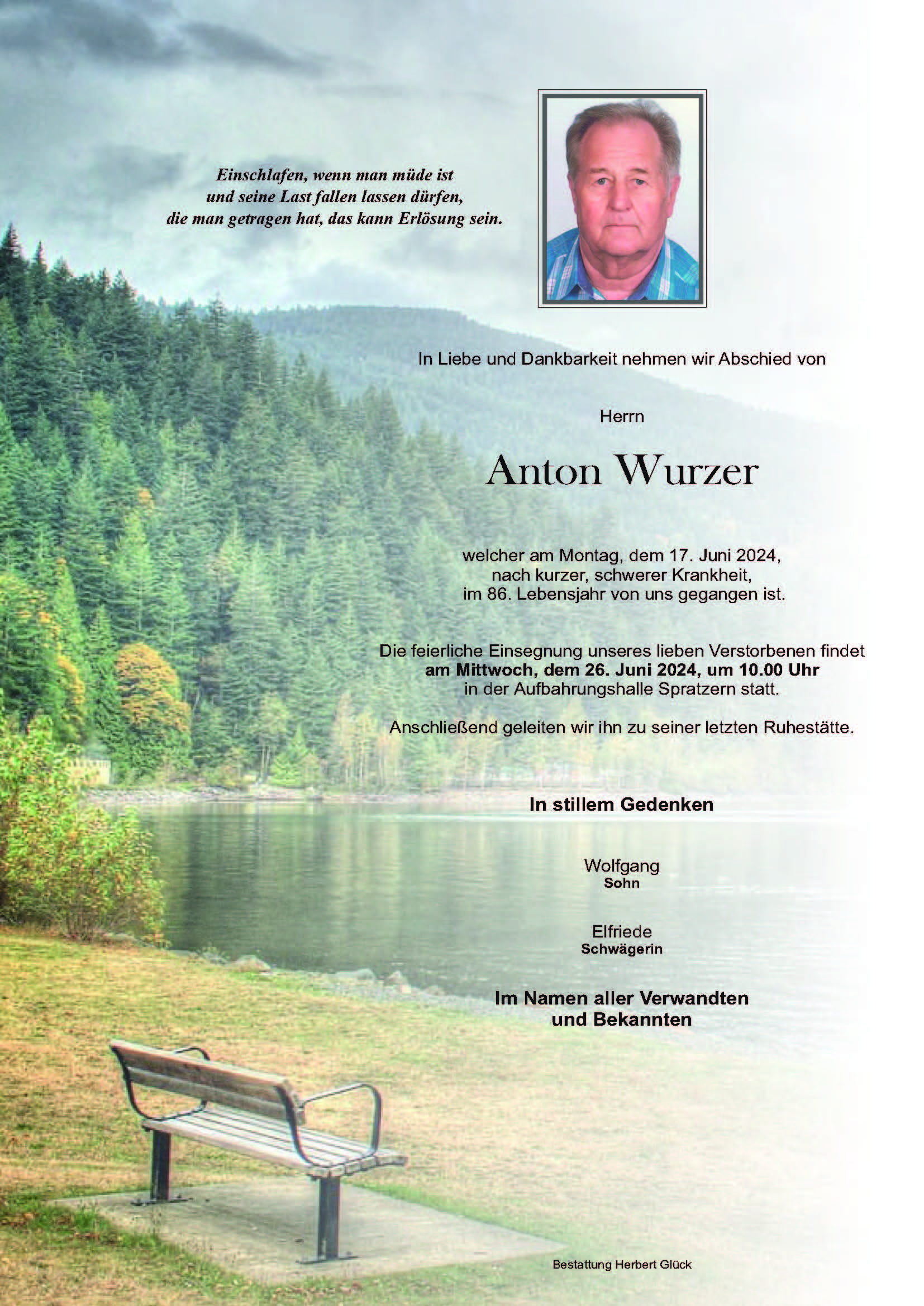 Sterbefall Anton Wurzer