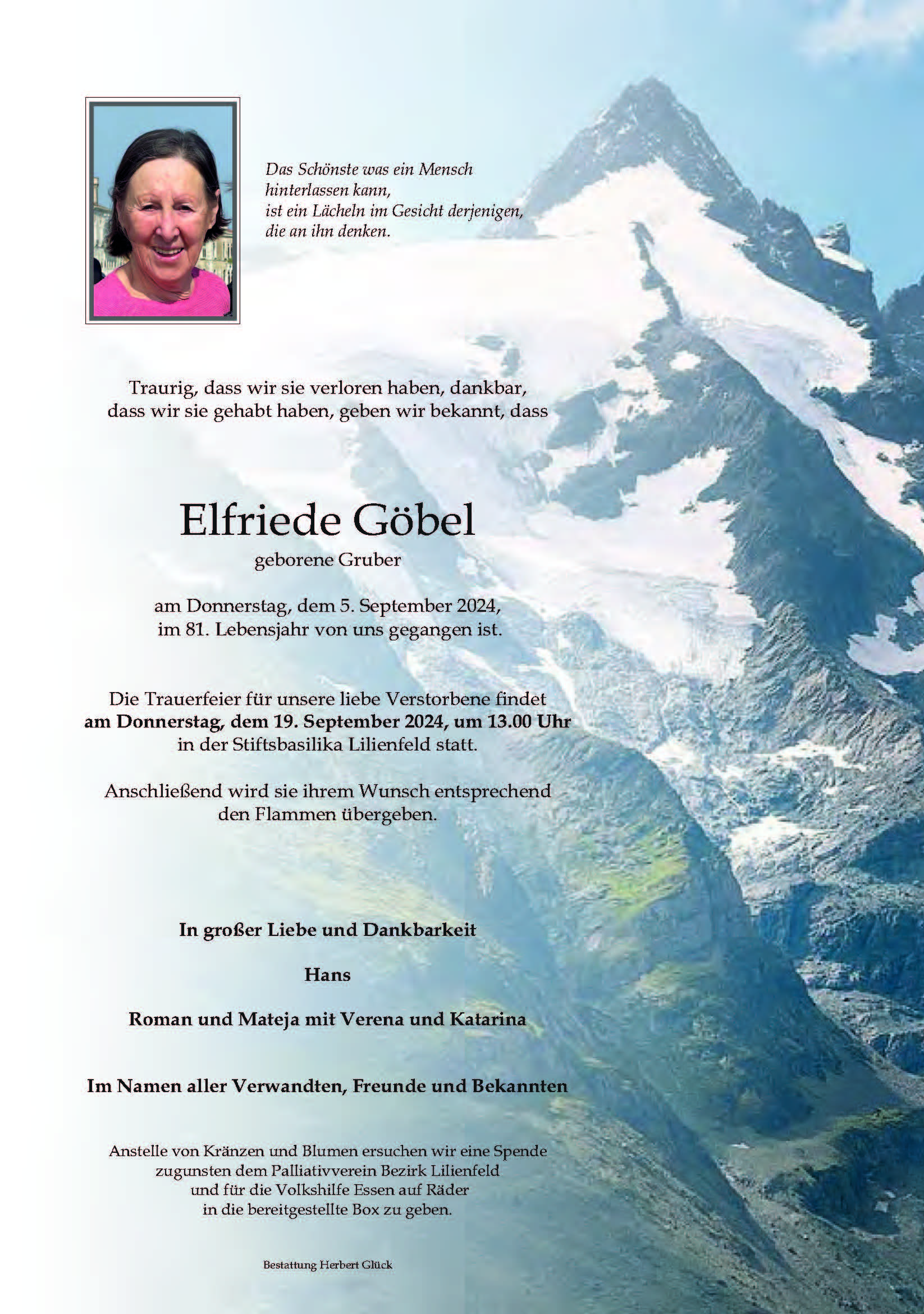 Sterbefall Elfriede Göbel