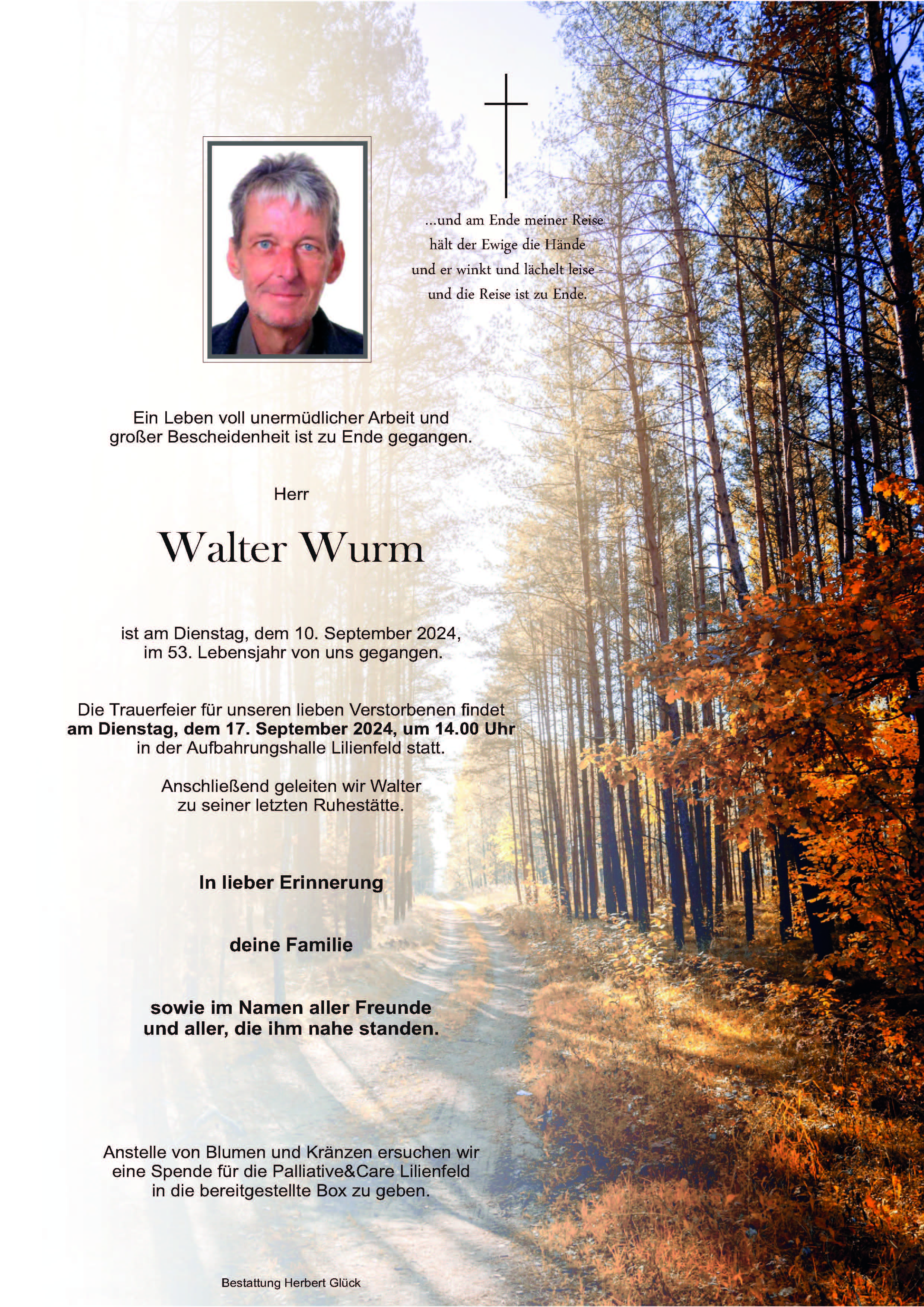 Sterbefall Walter Wurm