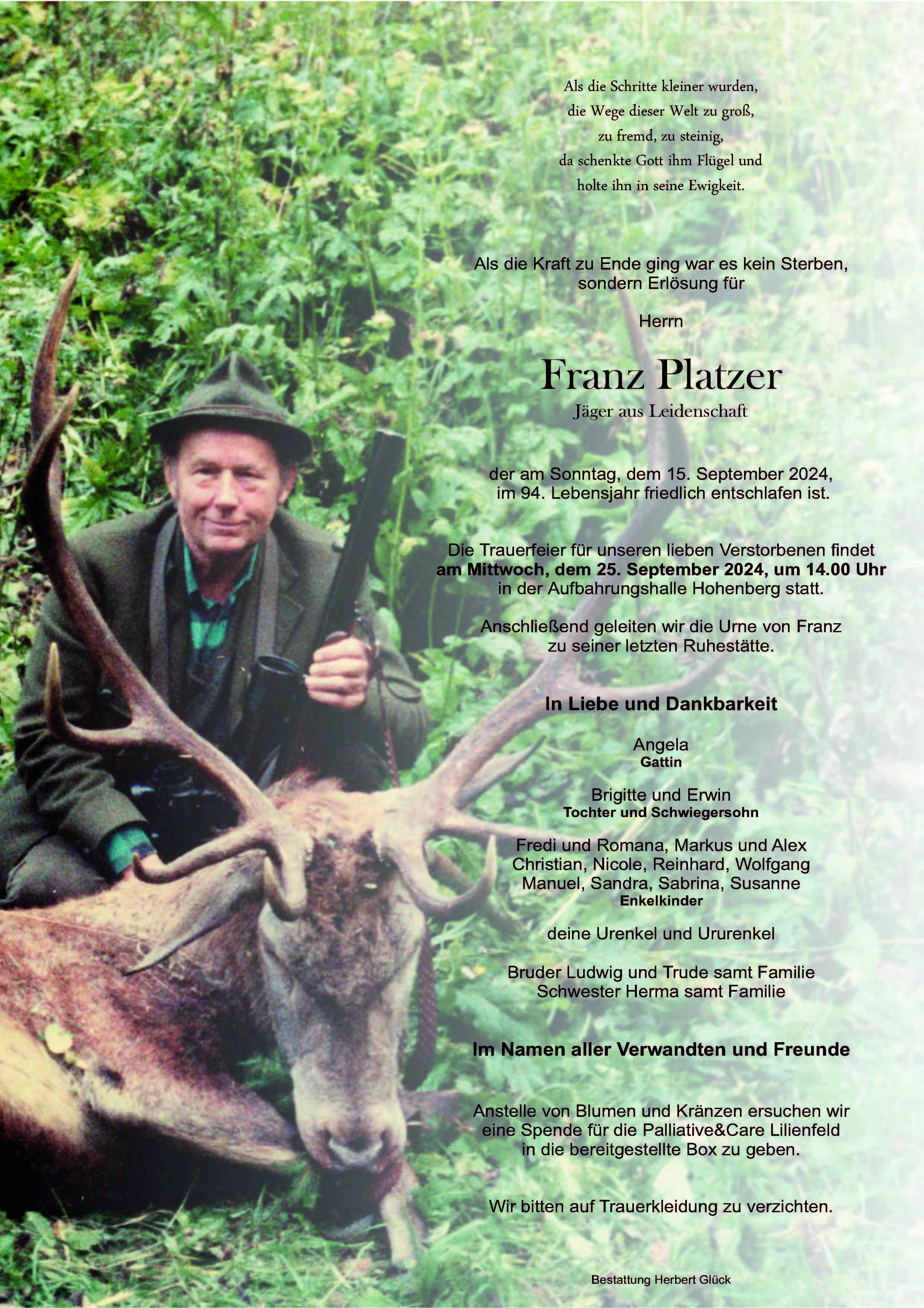 Sterbefall Franz Platzer