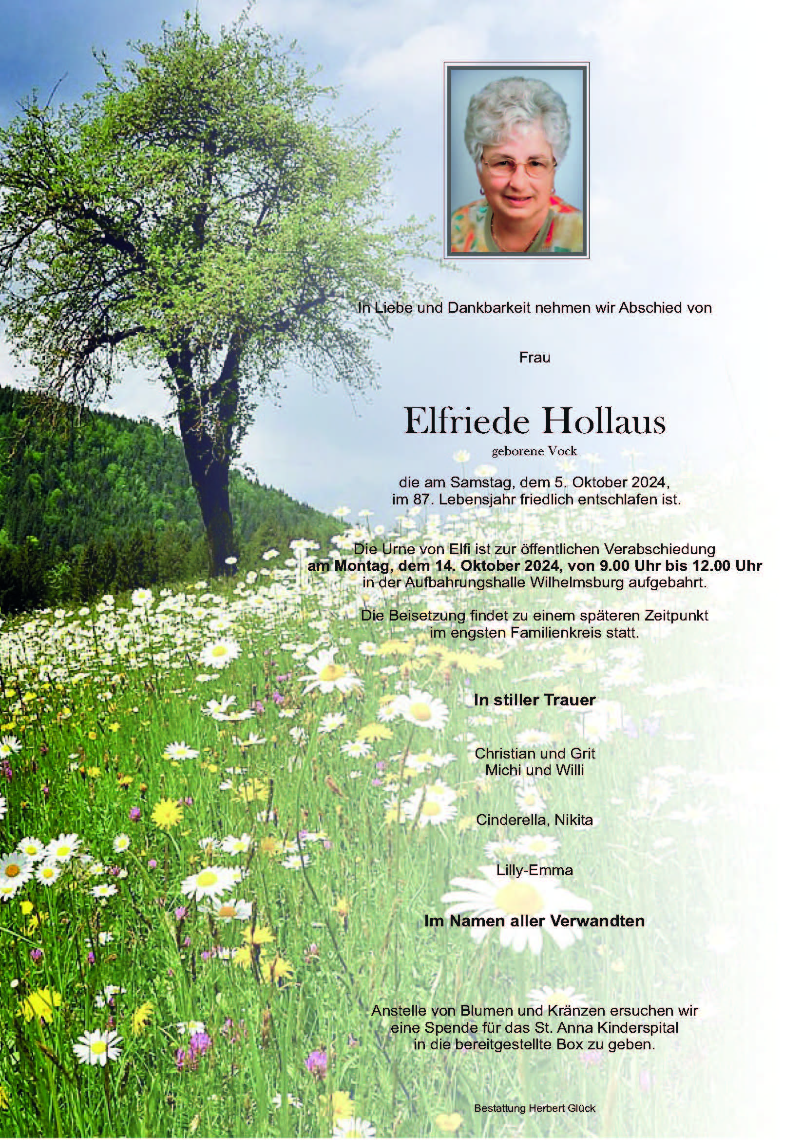 Sterbefall Elfriede Hollaus