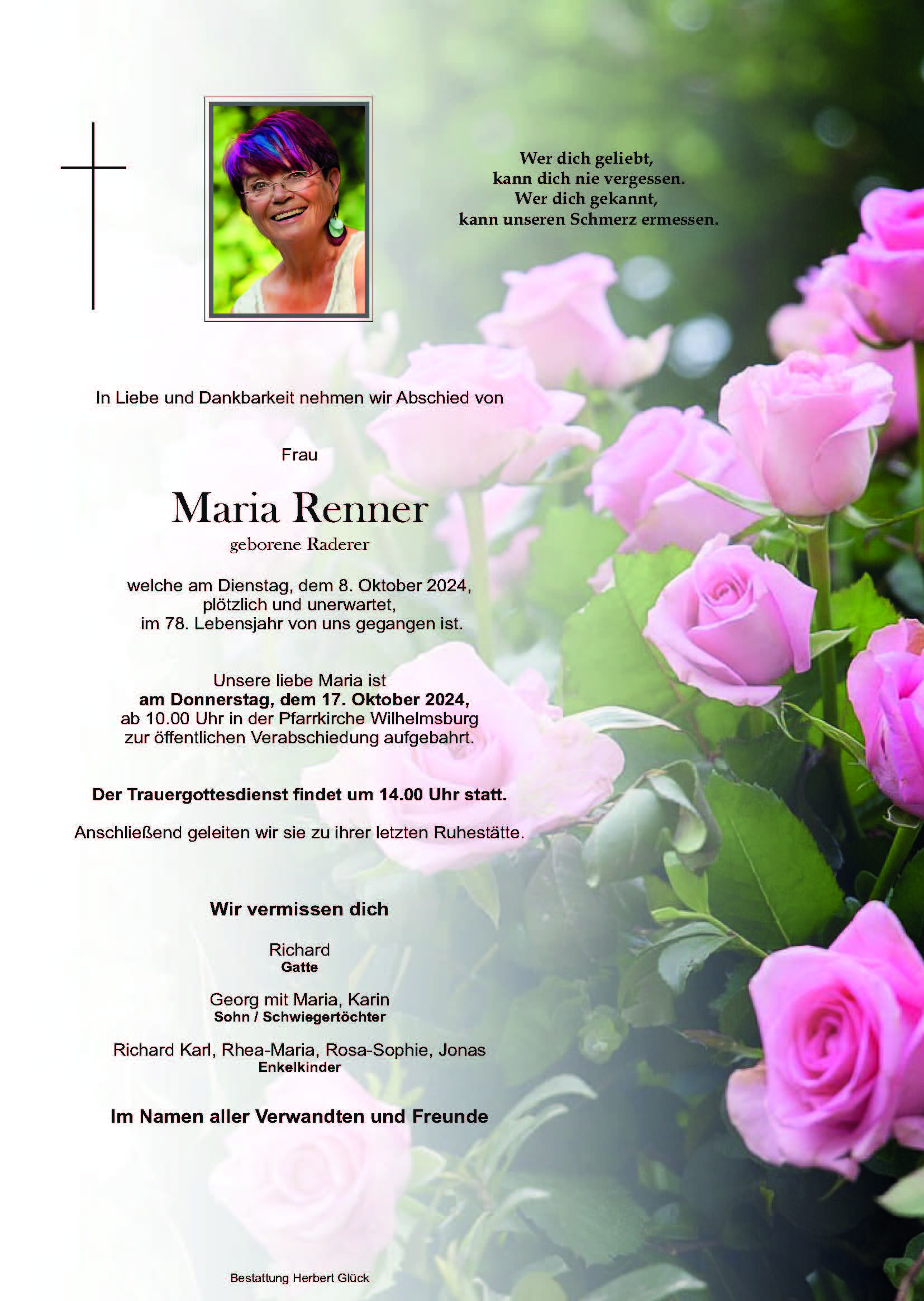 Sterbefall Maria Renner