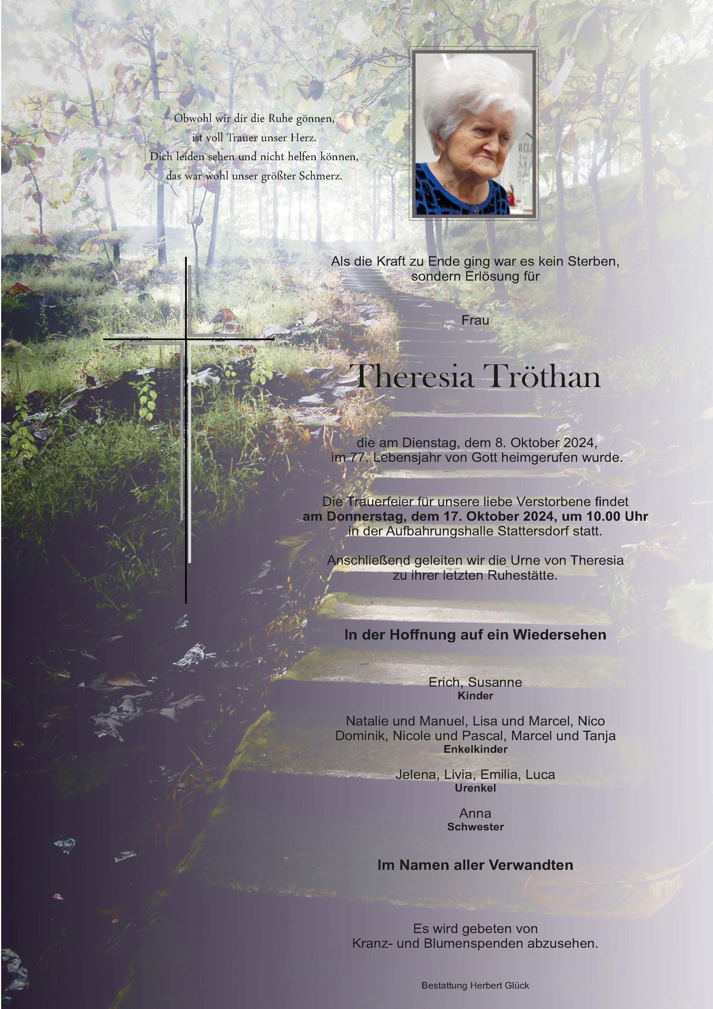Sterbefall Theresia Tröthan