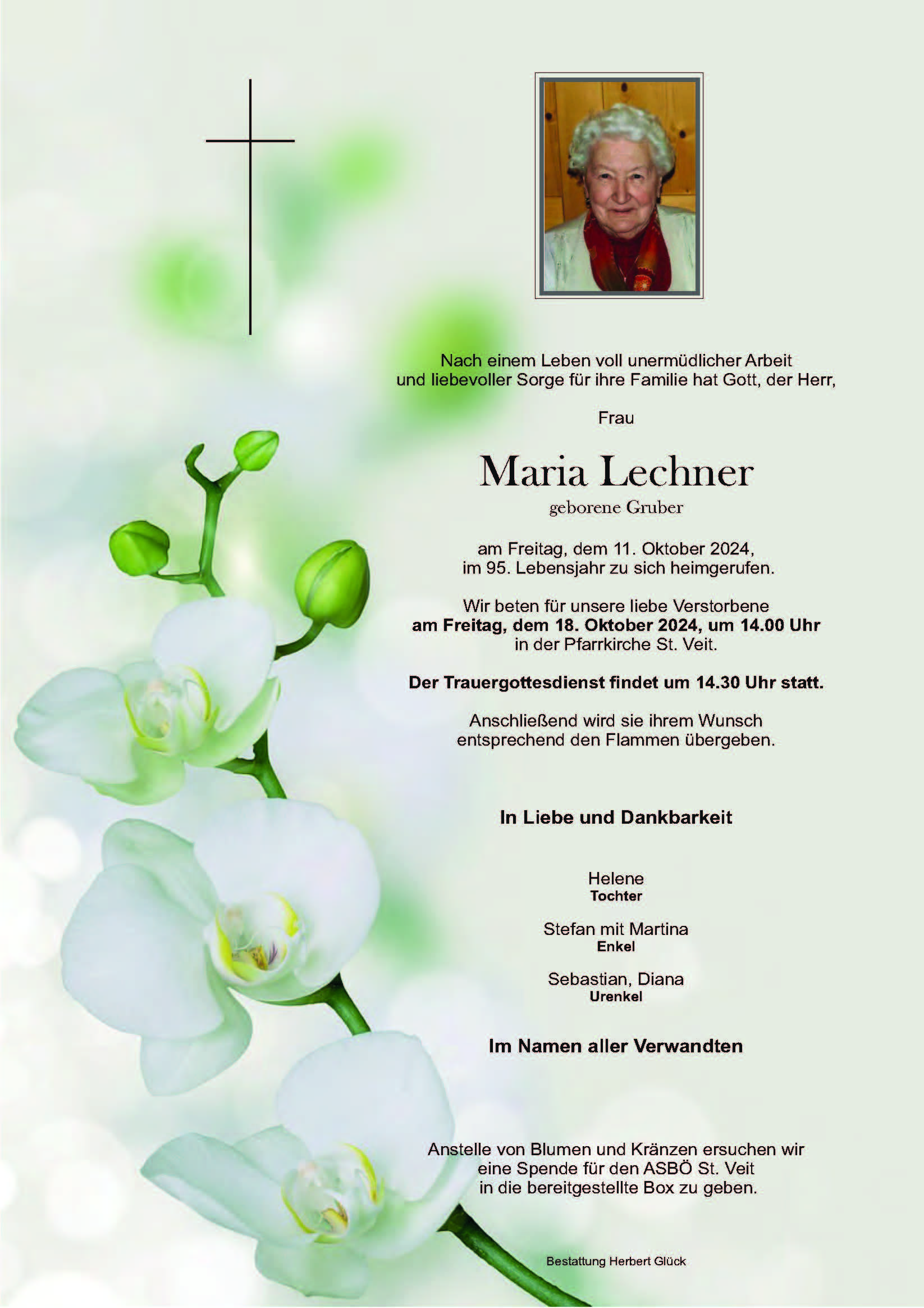 Sterbefall Maria Lechner