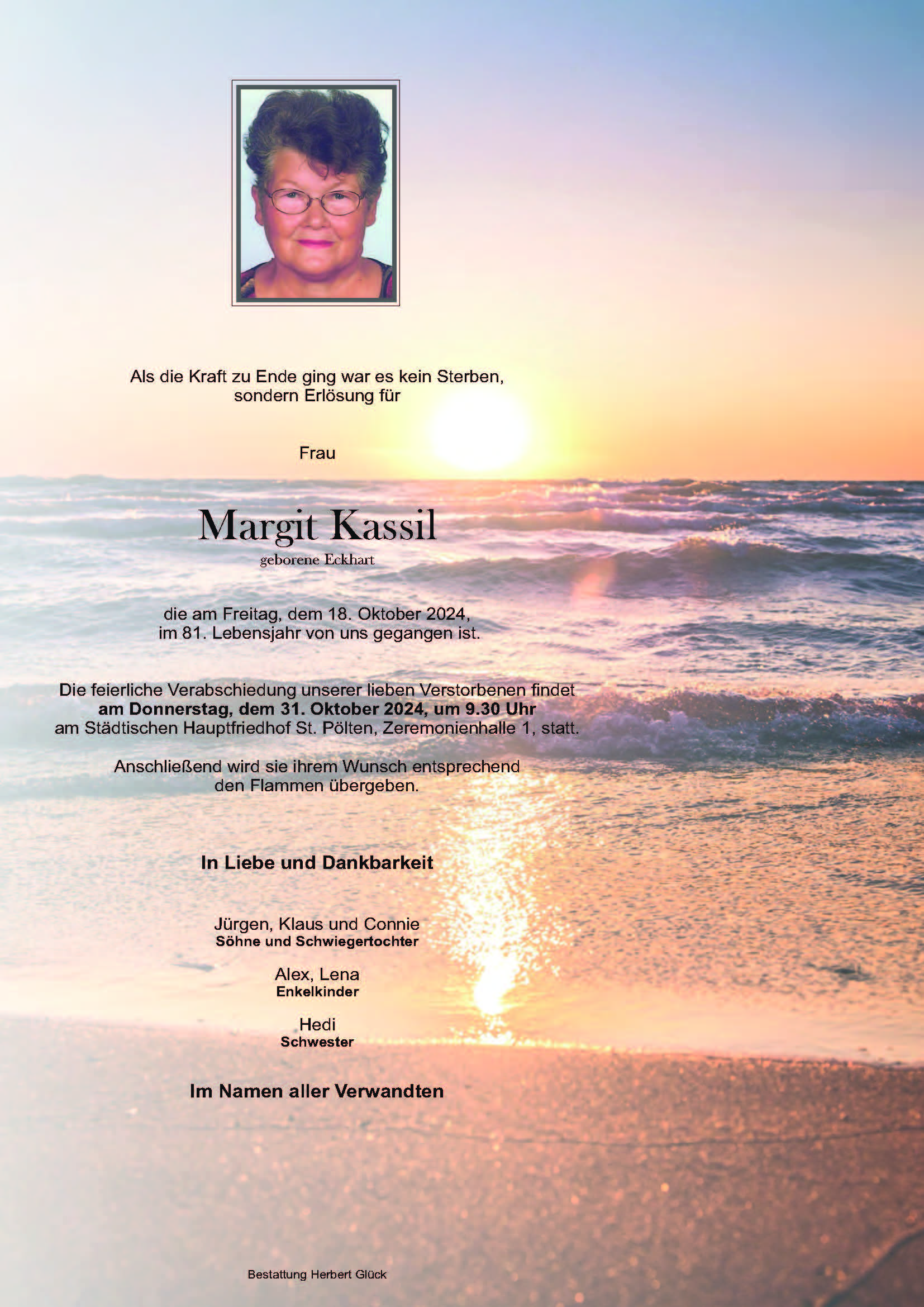 Sterbefall Margit Kassil