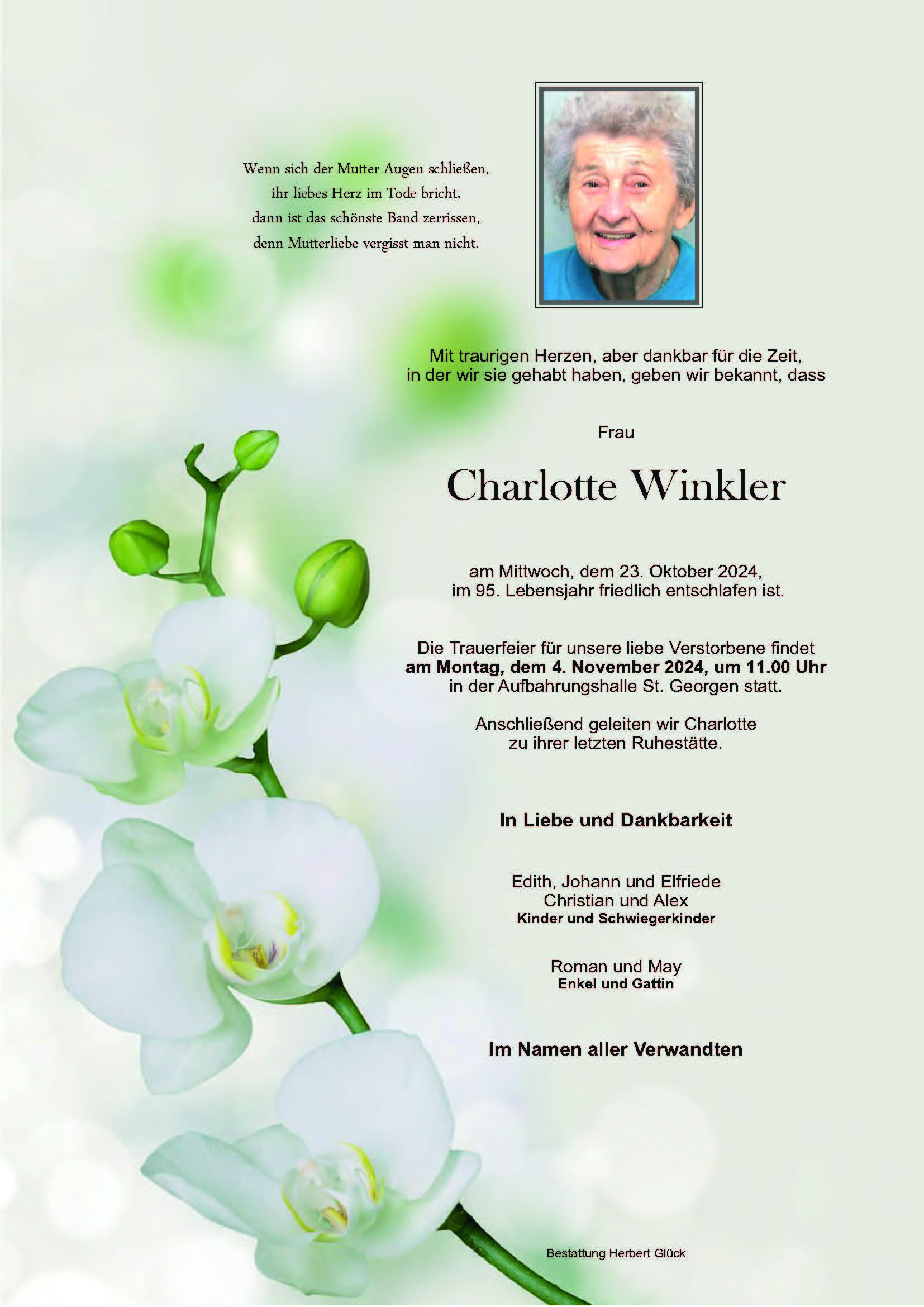 Sterbefall Charlotte Winkler