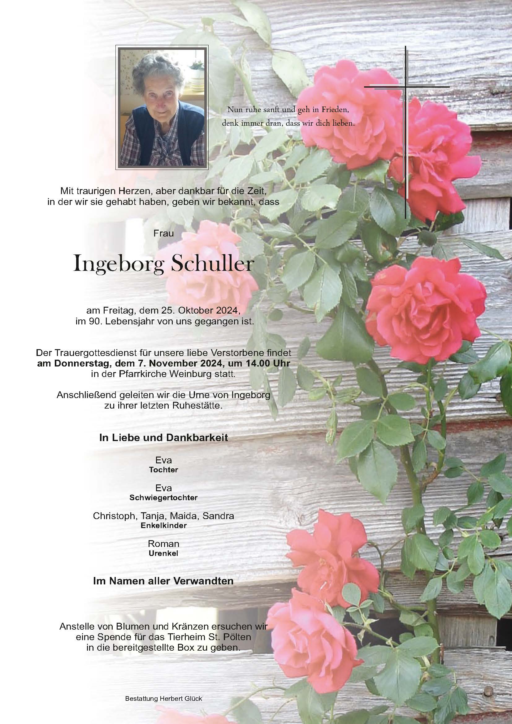 Sterbefall Ingeborg Schuller