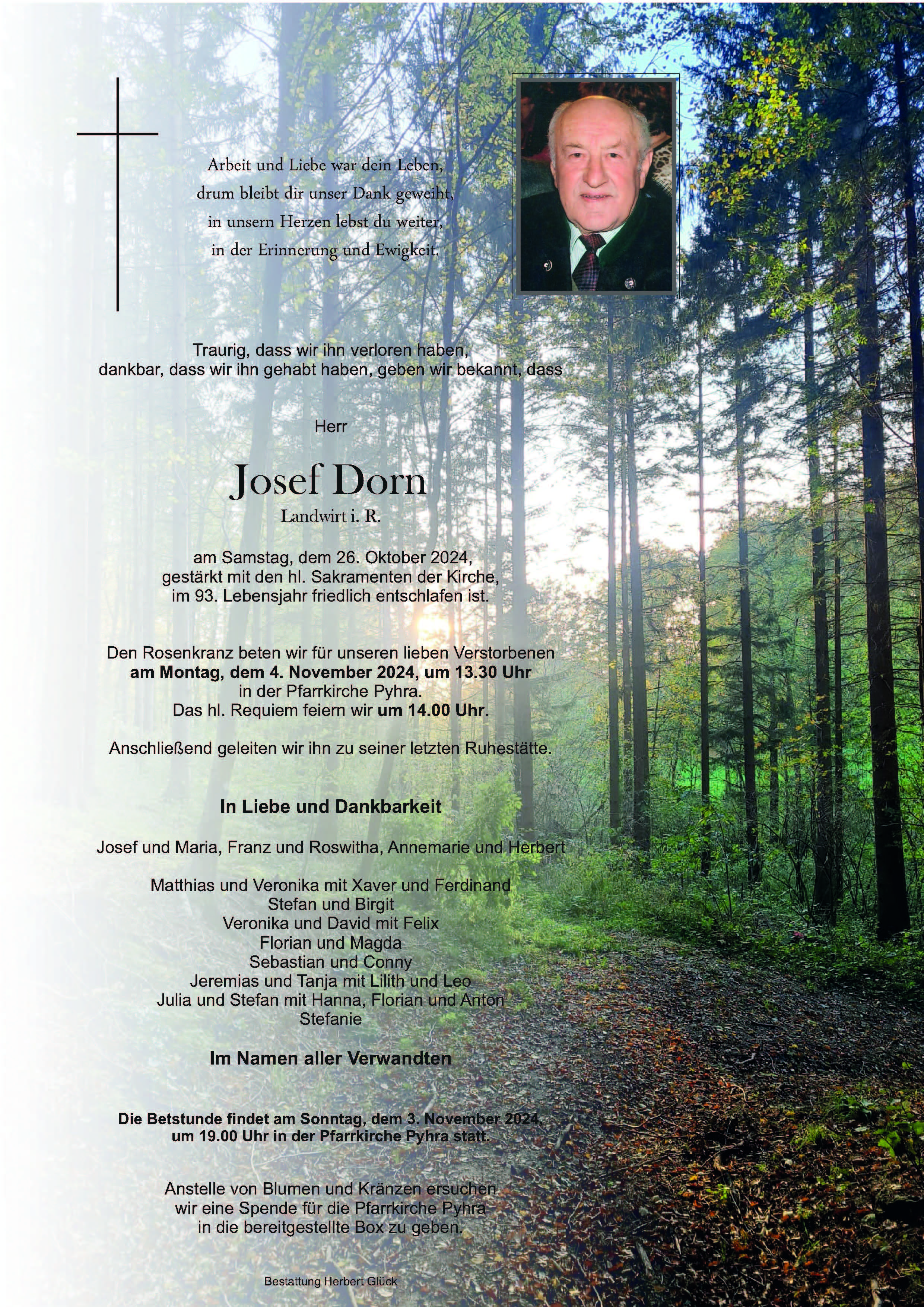 Sterbefall Josef Dorn