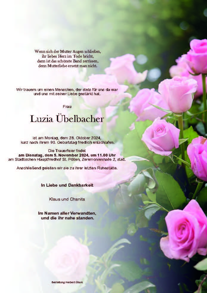 Sterbefall Luzia Übelbacher