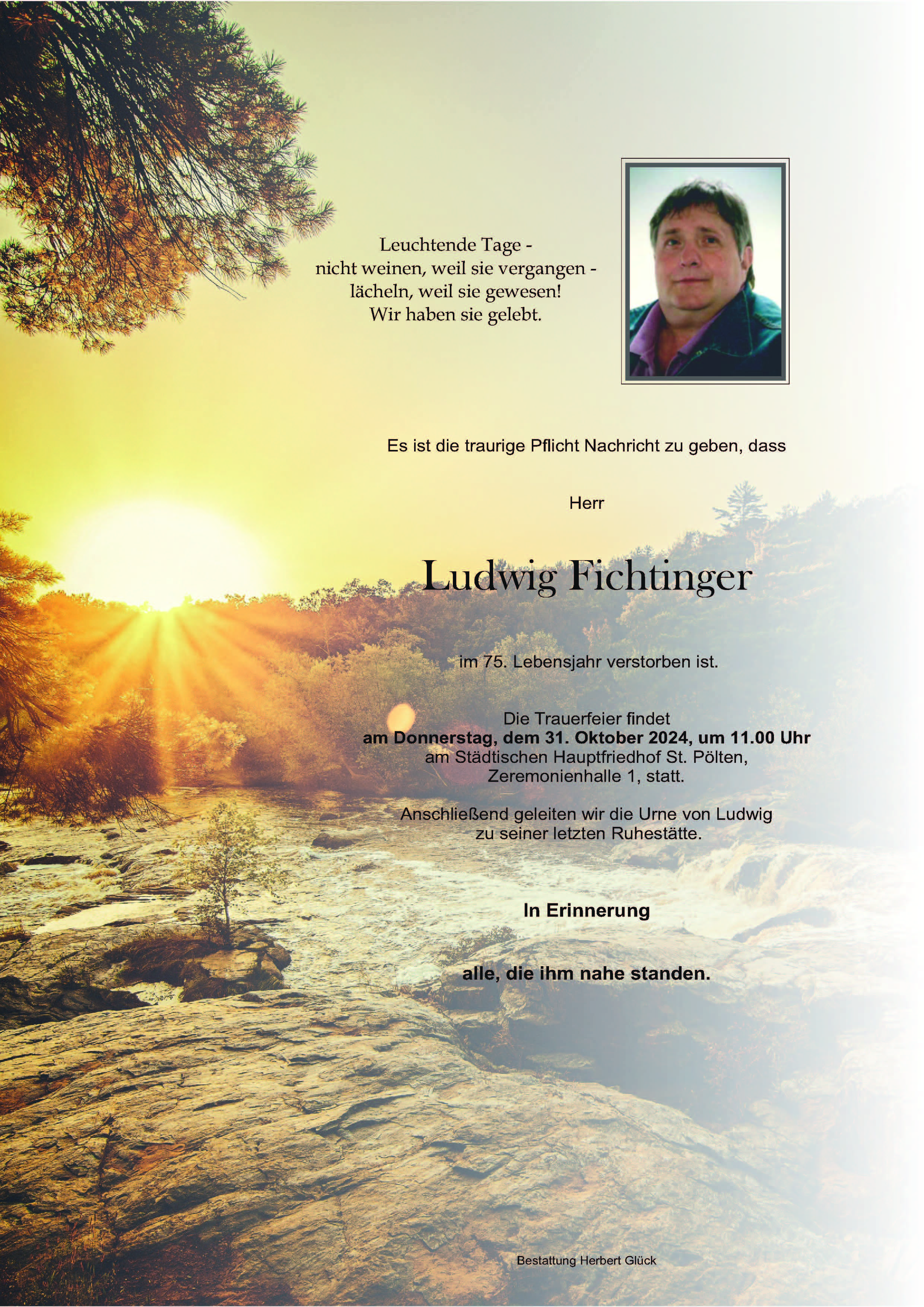 Sterbefall Ludwig Fichtinger