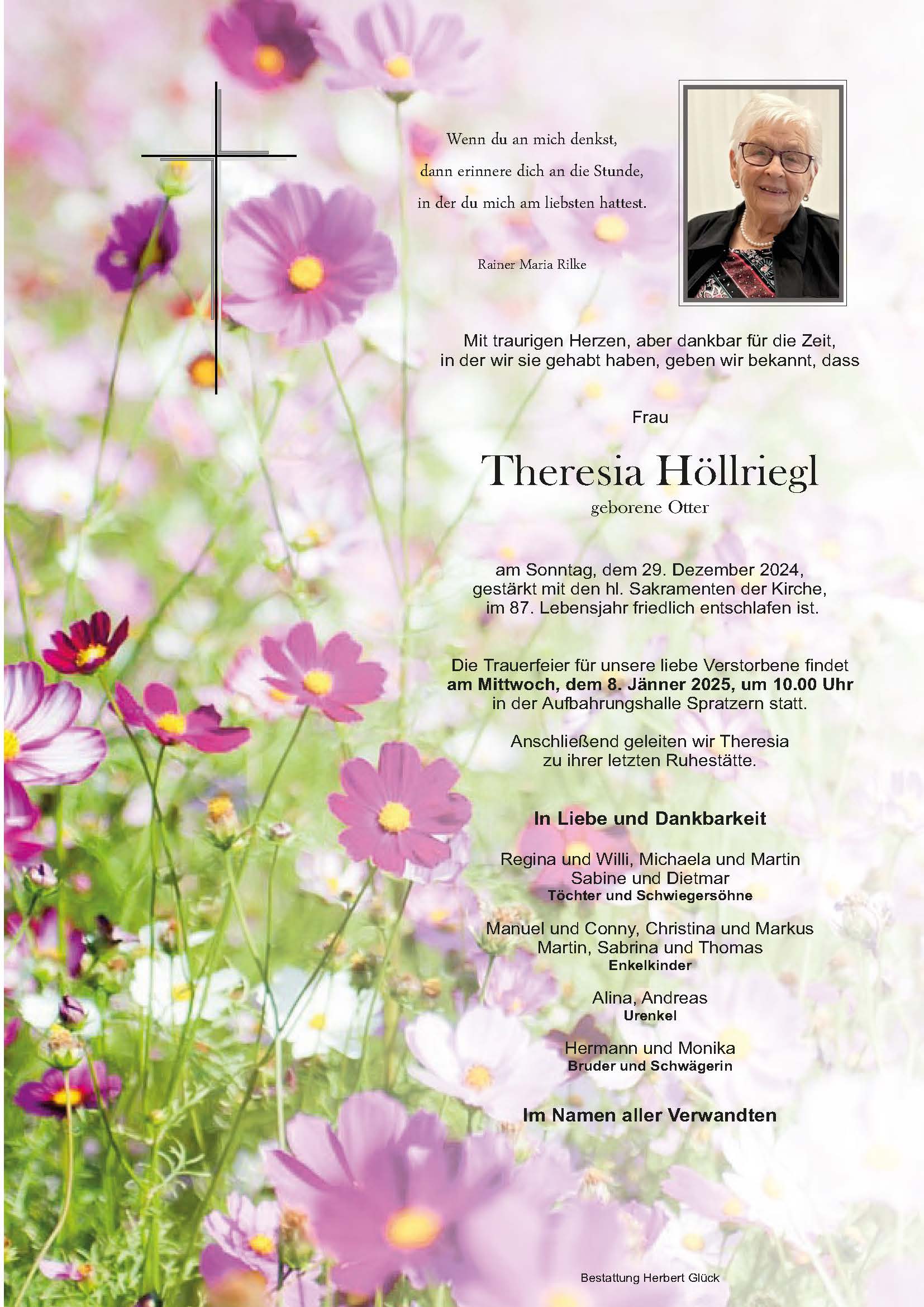 Sterbefall Theresia Höllriegl