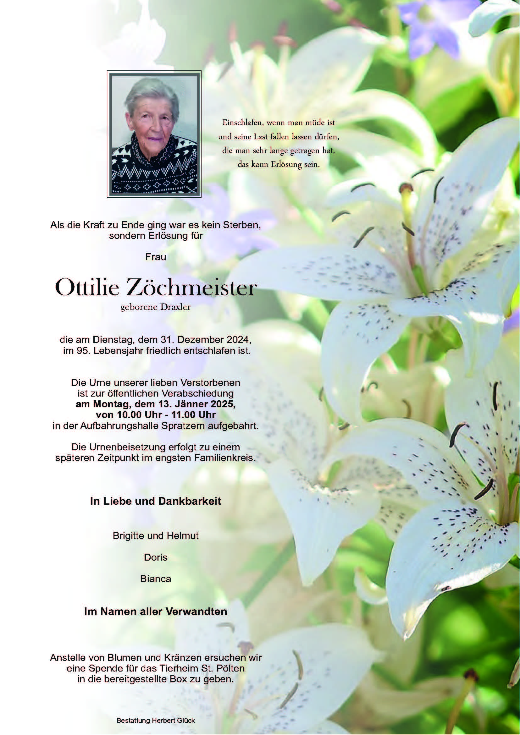 Sterbefall Ottilie Zöchmeister