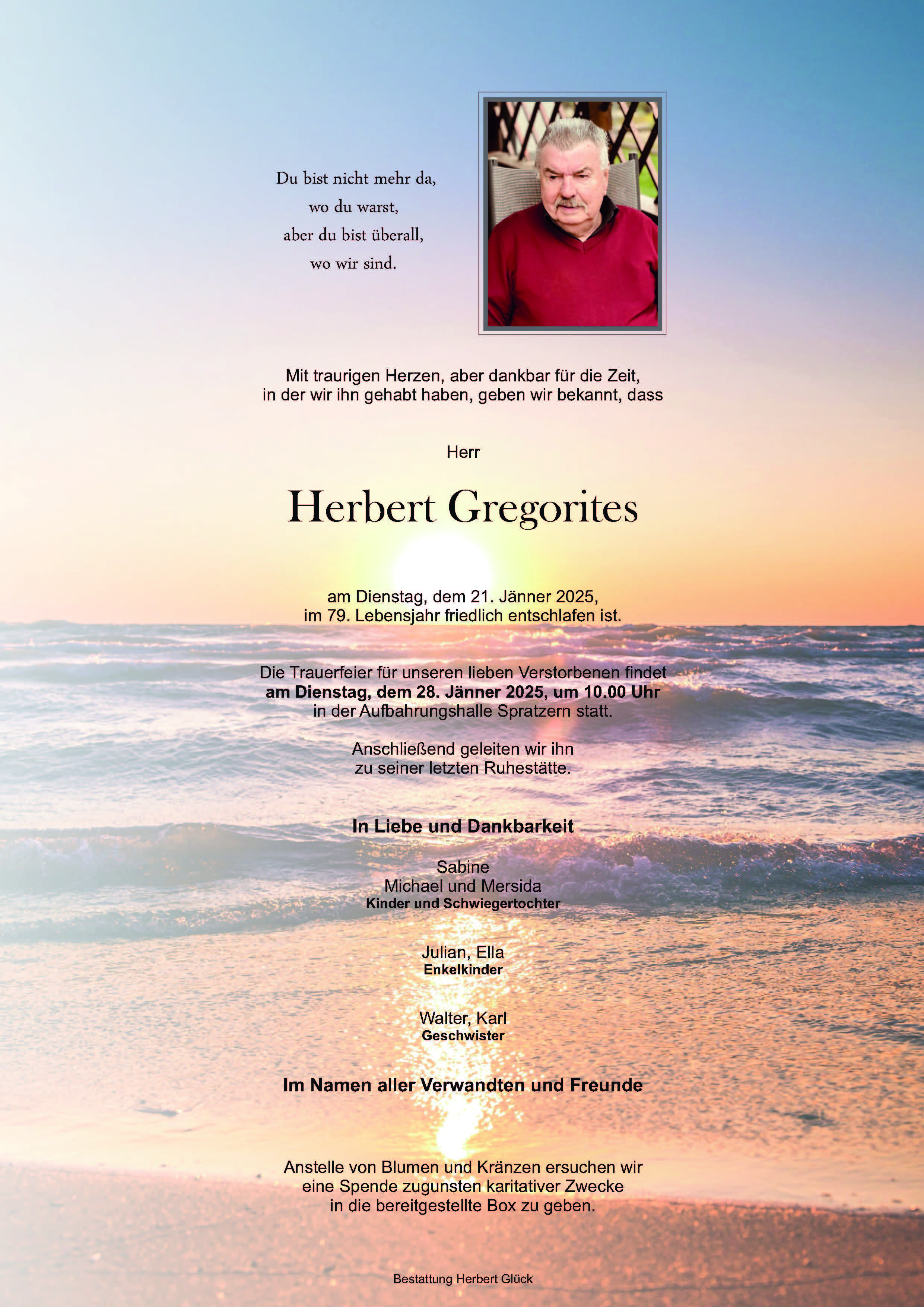 Sterbefall Herbert Gregorites