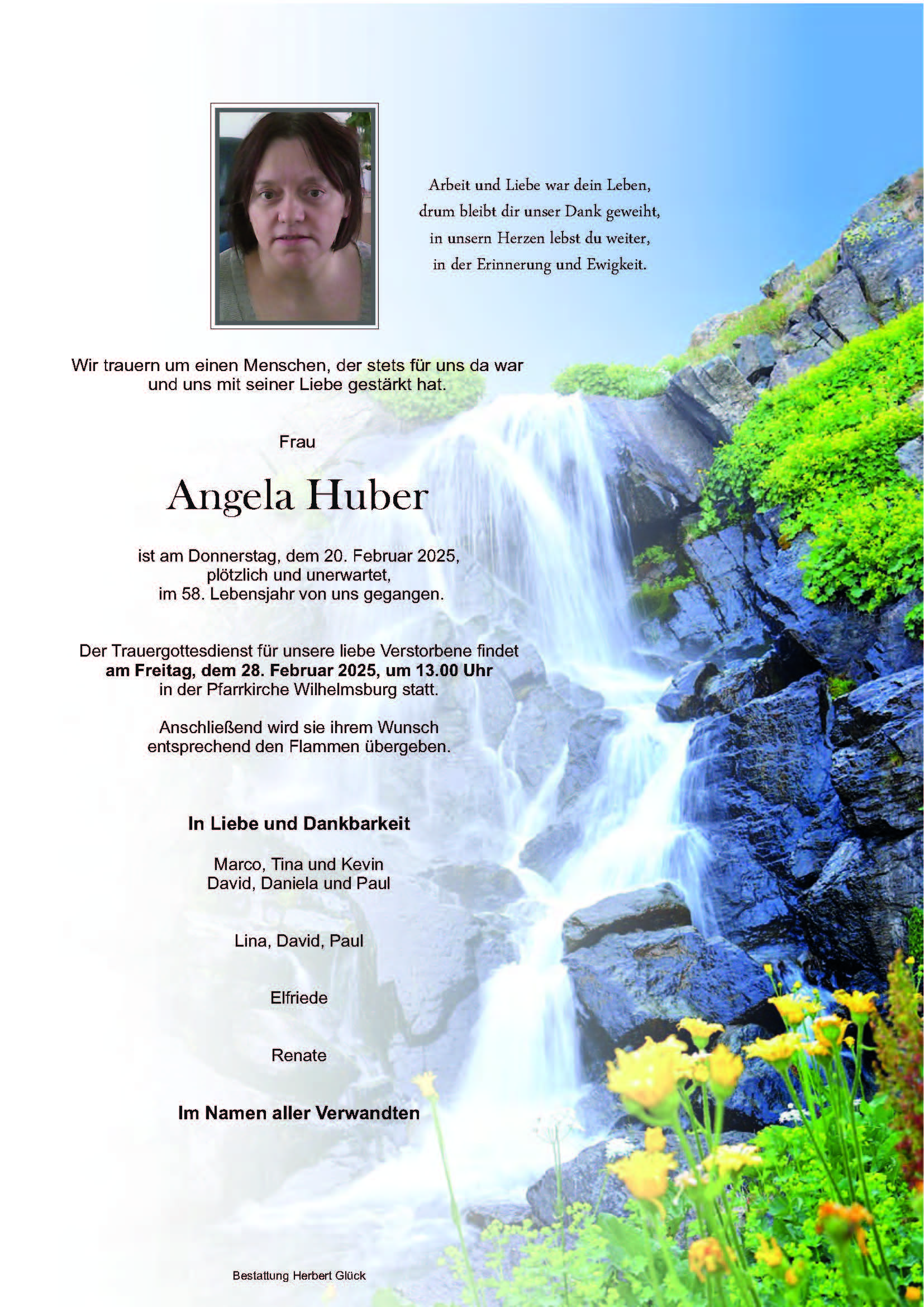 Sterbefall Angela Huber