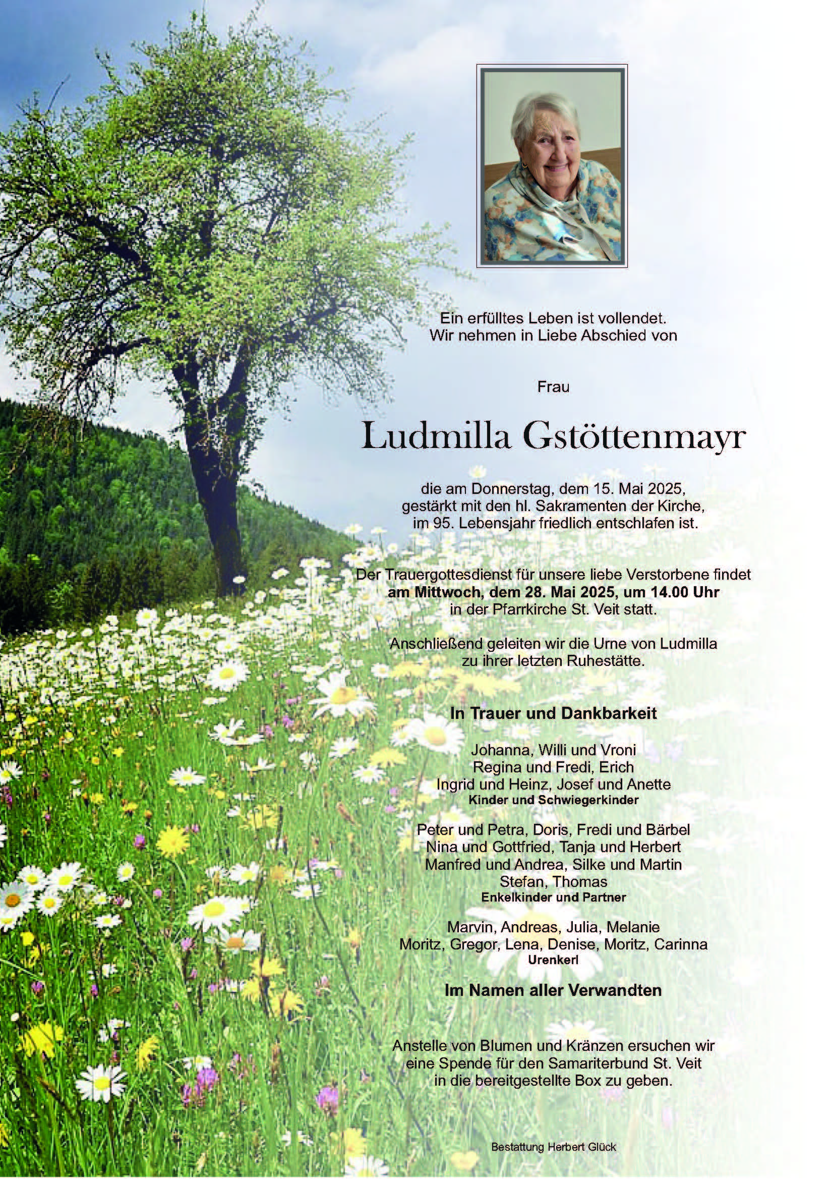 Sterbefall Ludmilla Gstöttenmayr