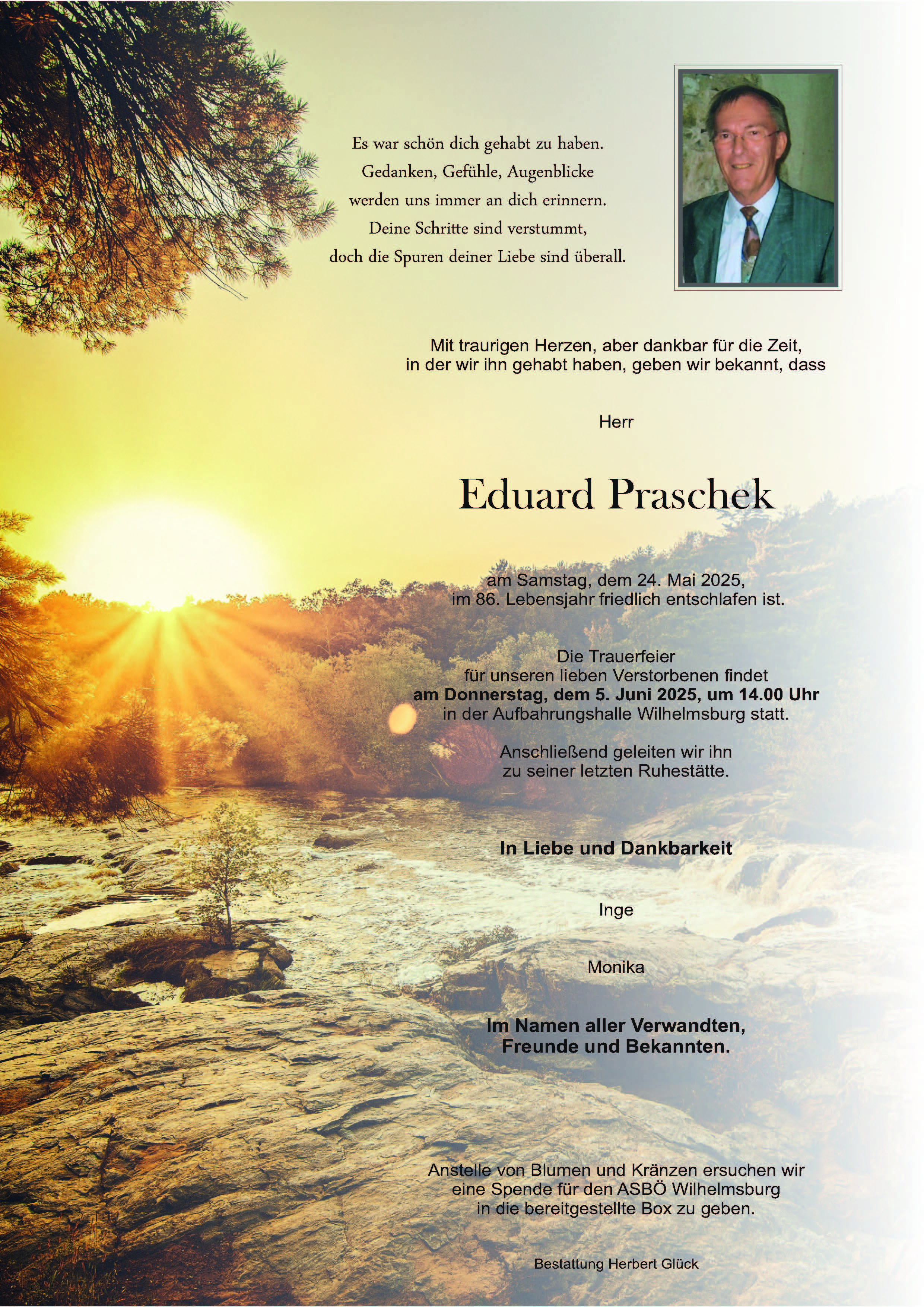 Sterbefall Eduard Praschek