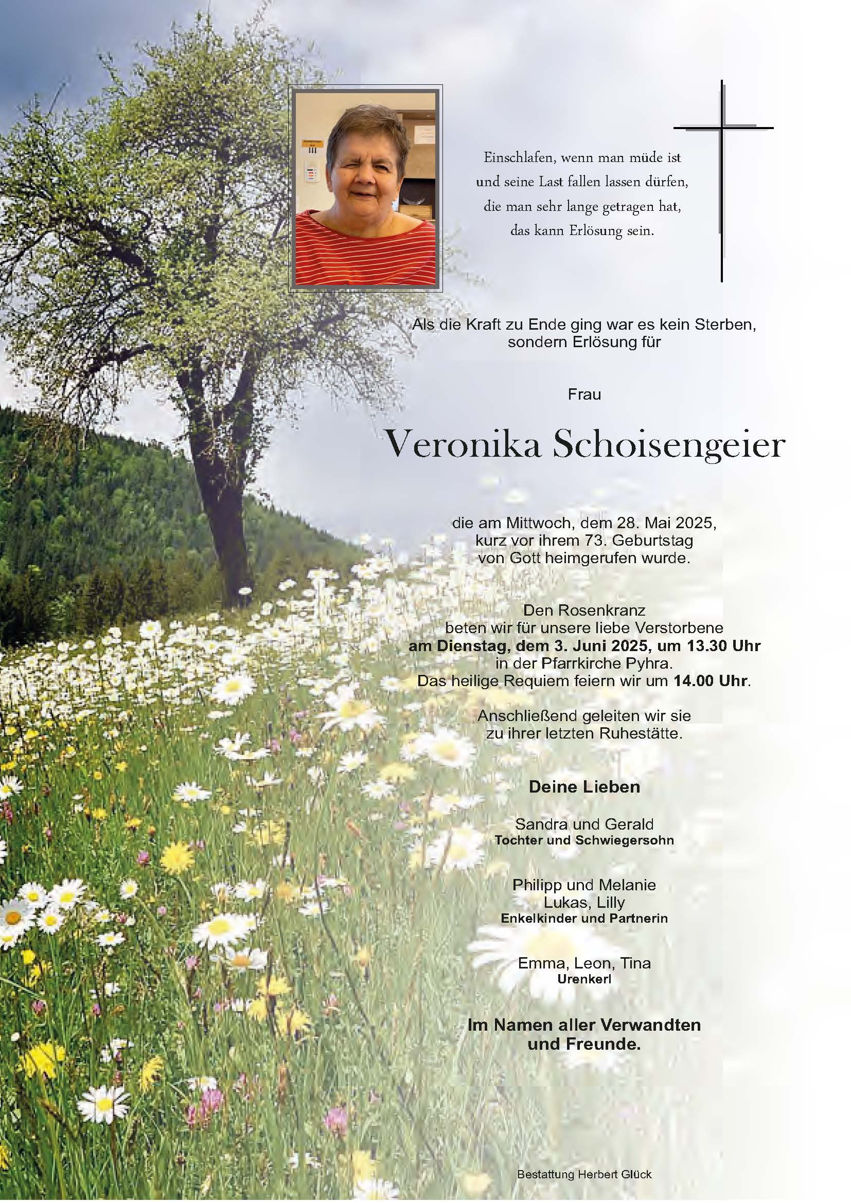 Sterbefall Veronika Schoisengeier