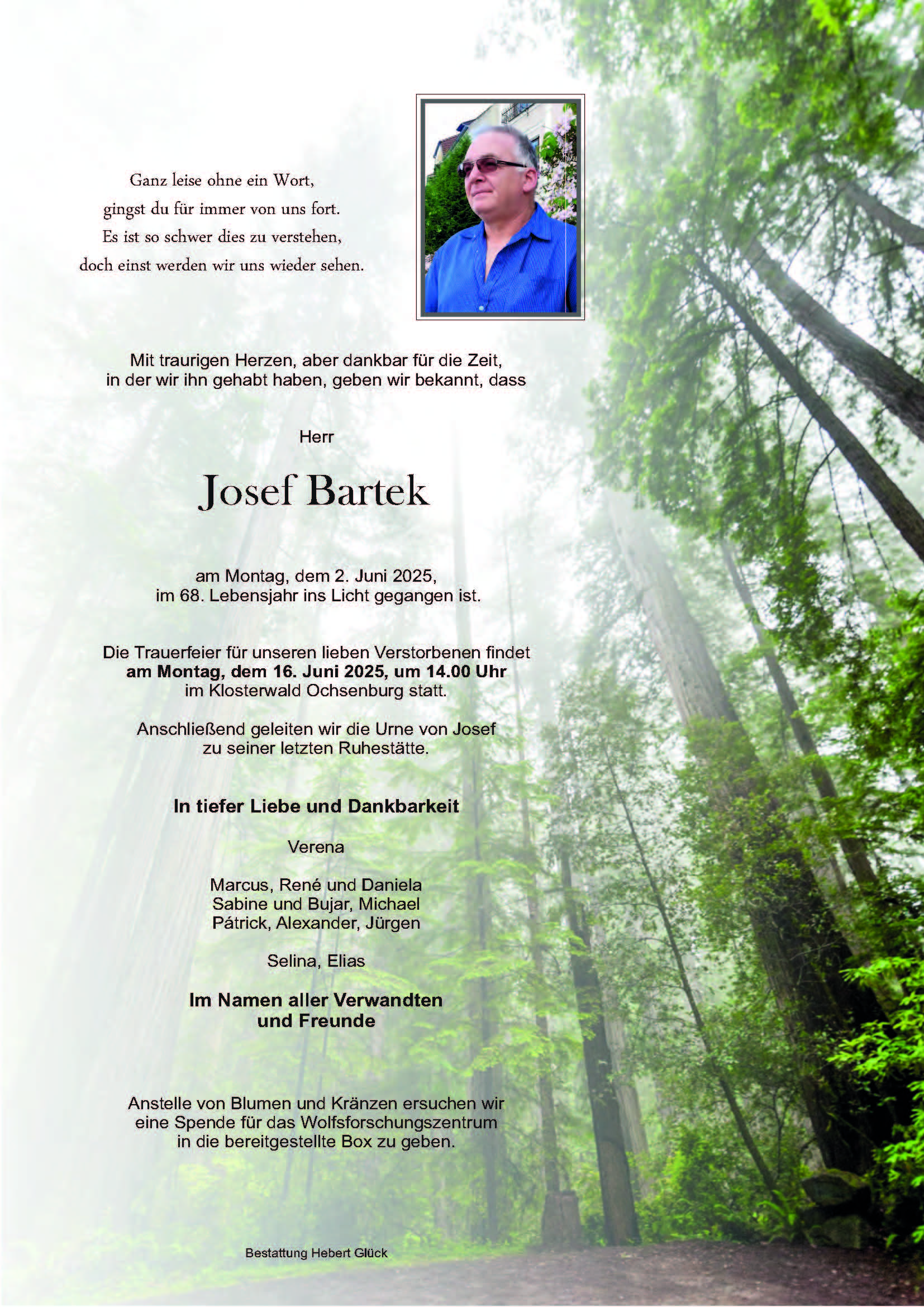 Sterbefall Josef Bartek