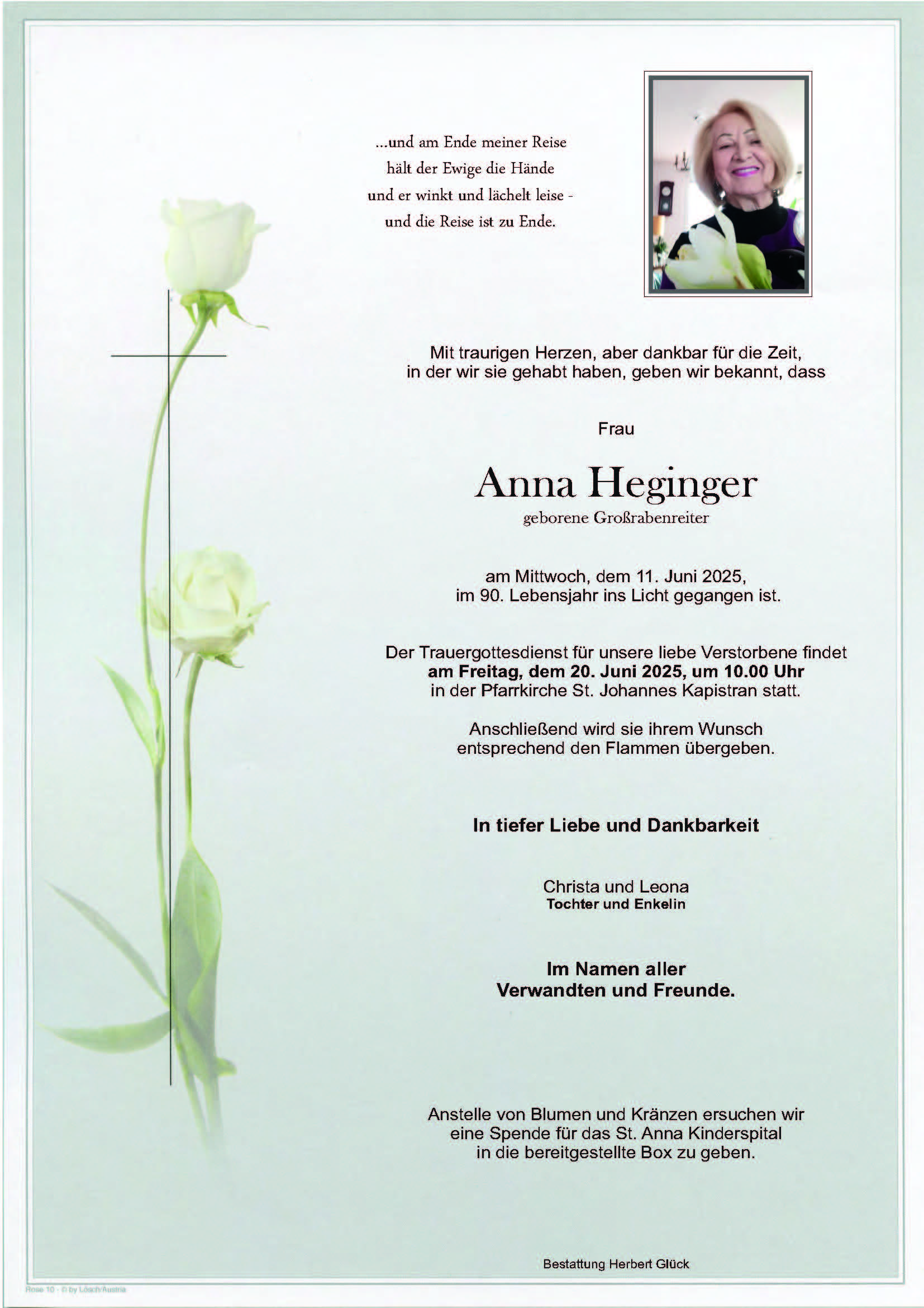 Sterbefall Anna Heginger