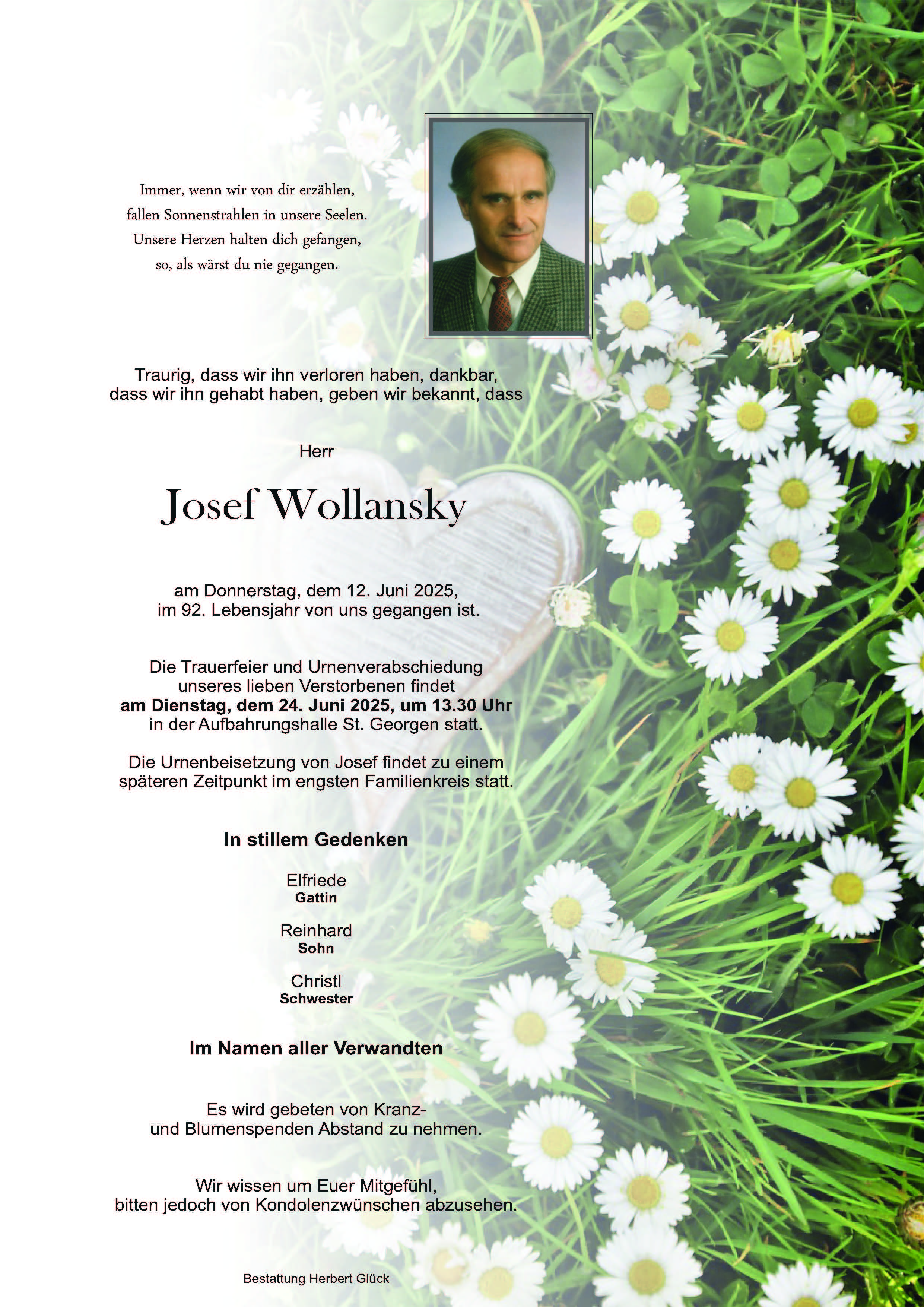 Sterbefall Josef Wollansky