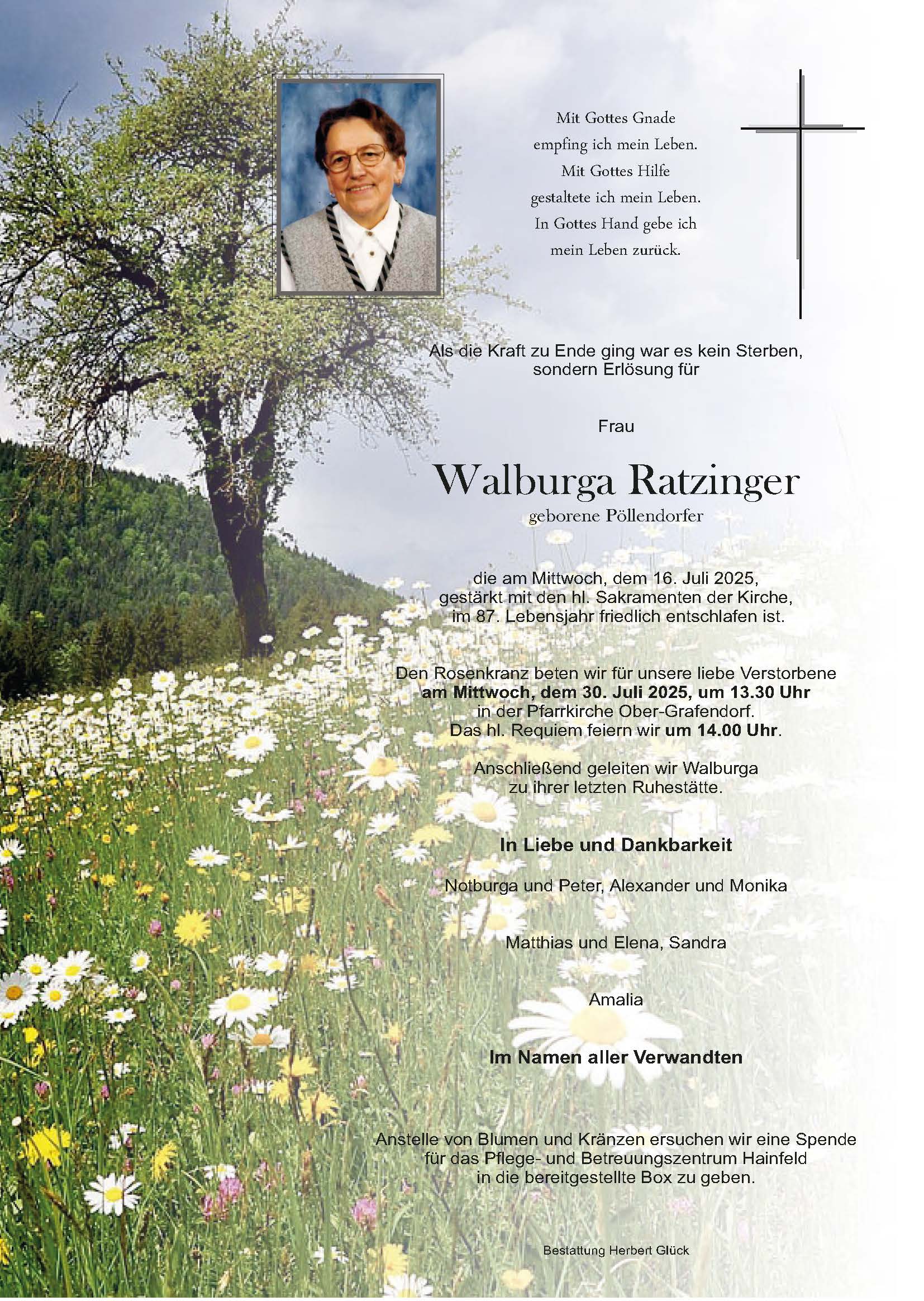 Sterbefall Walburga Ratzinger
