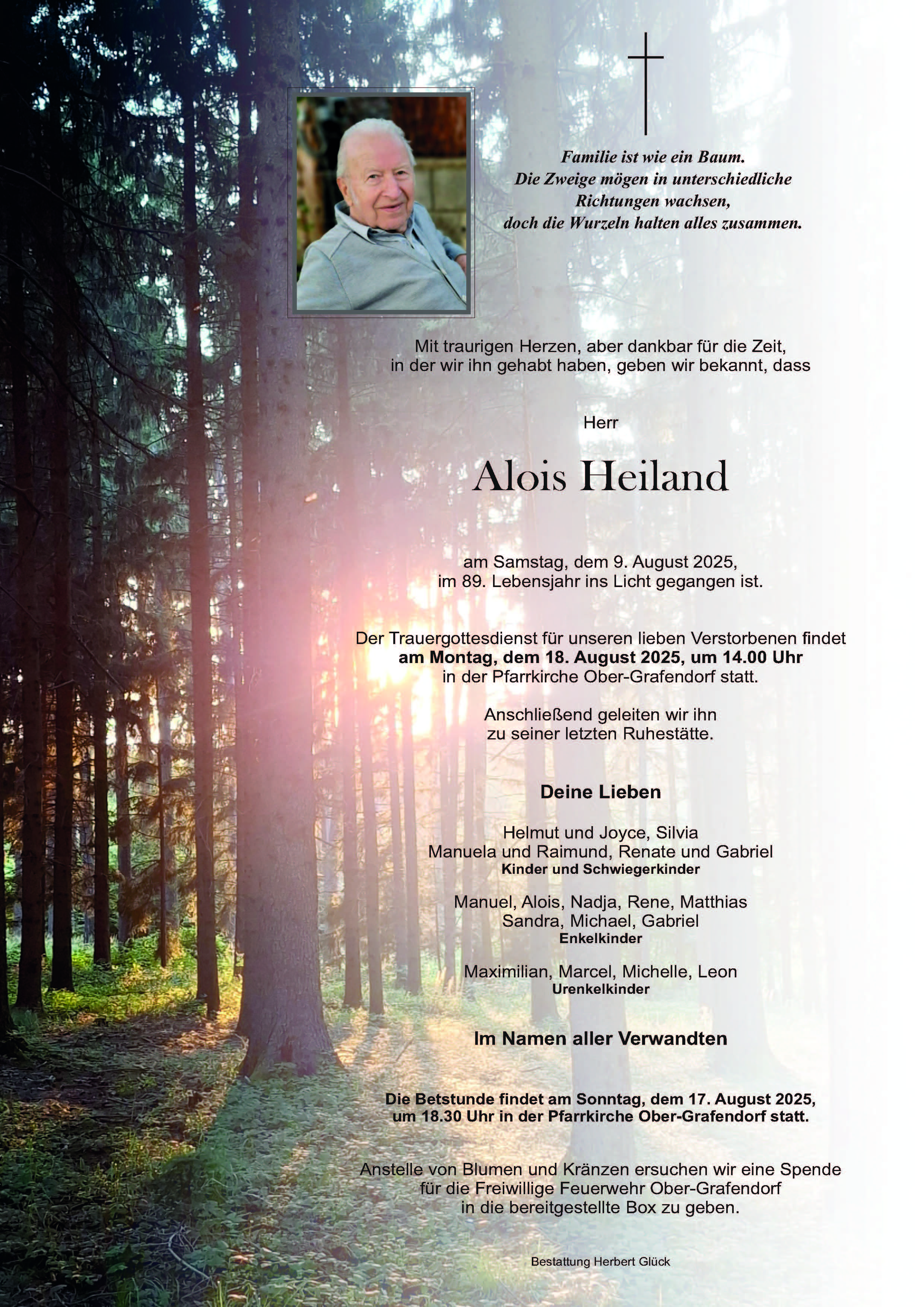 Sterbefall Alois Heiland