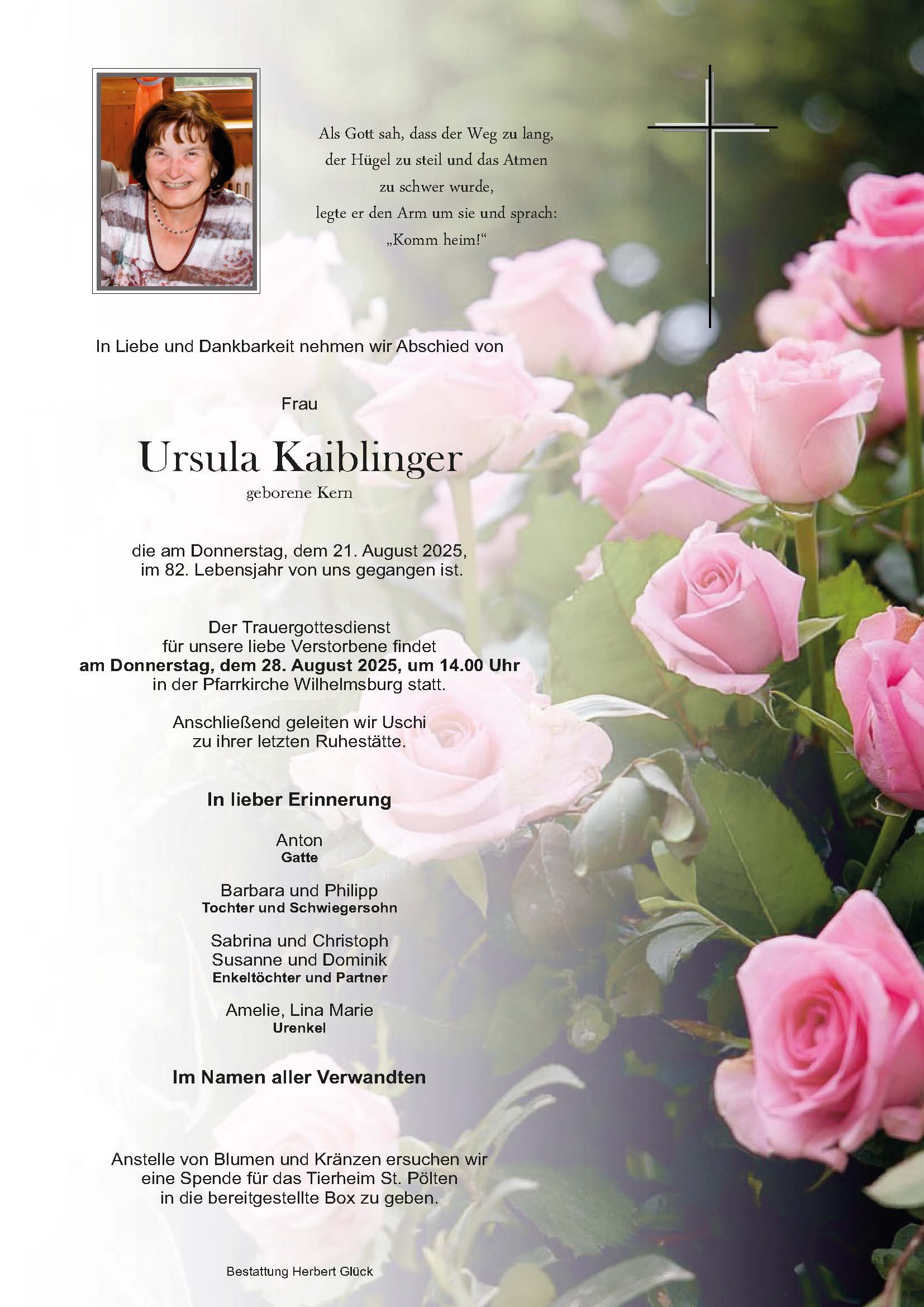 Sterbefall Ursula Kaiblinger