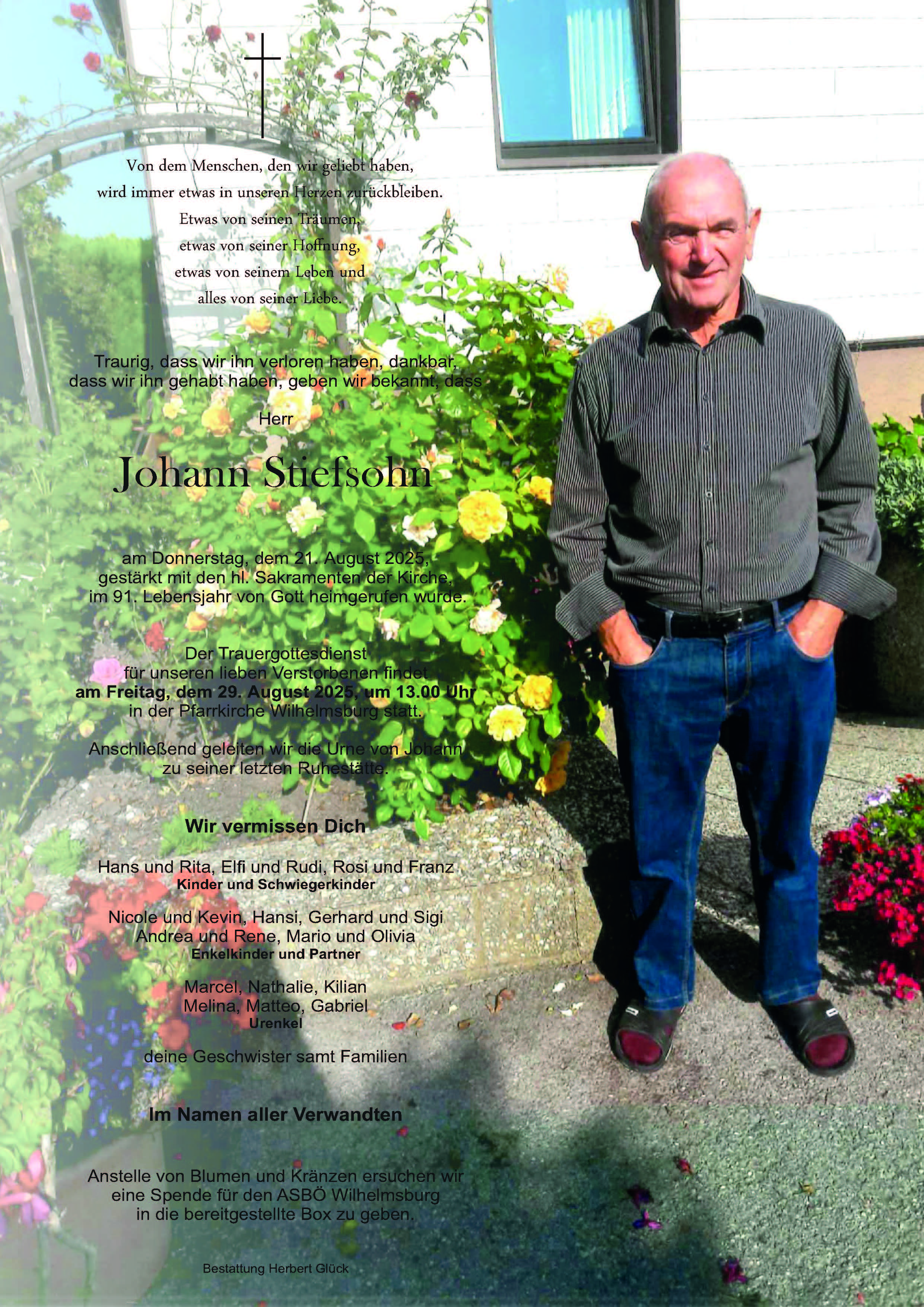 Sterbefall Johann Stiefsohn