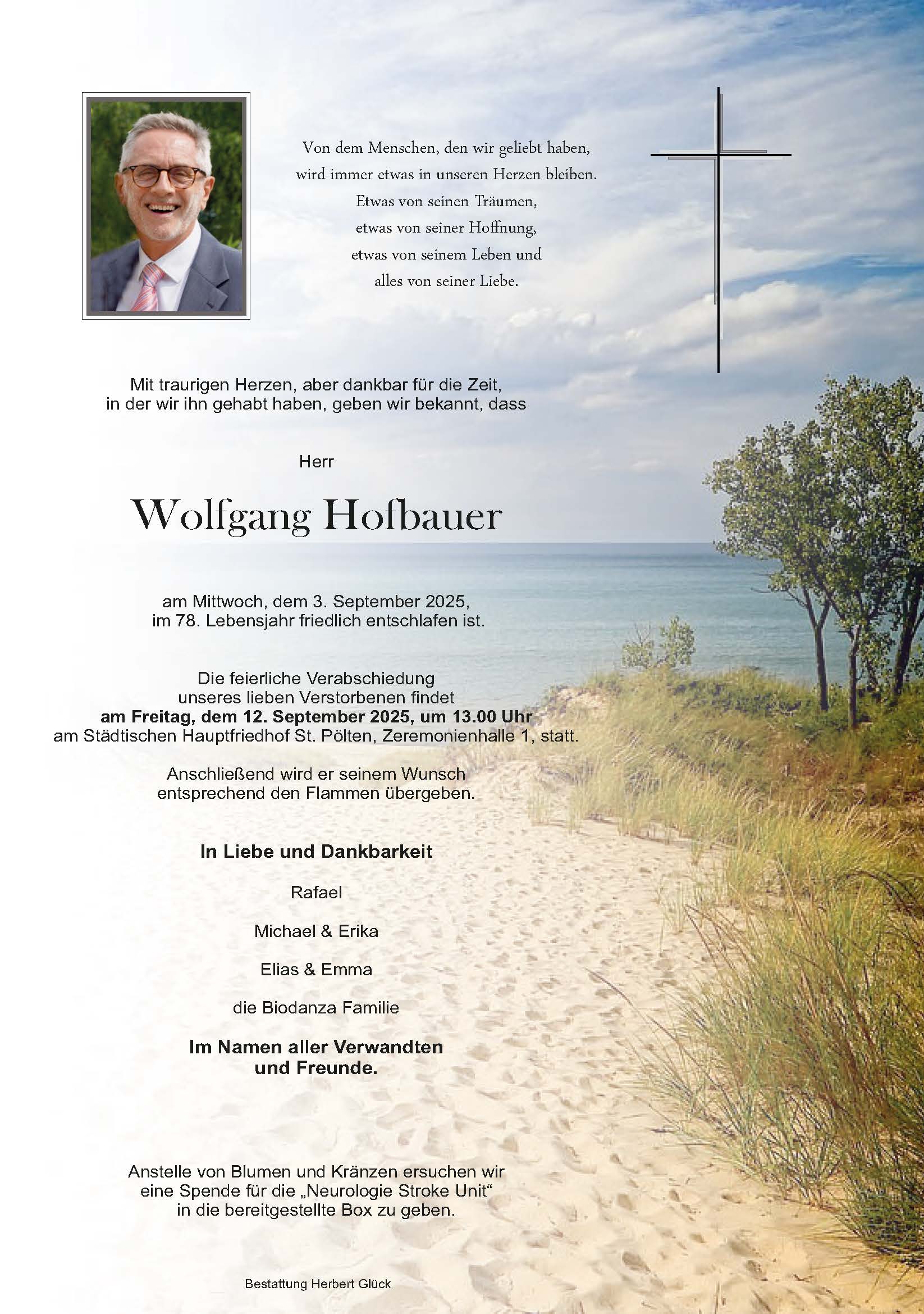 Sterbefall Wolfgang Hofbauer