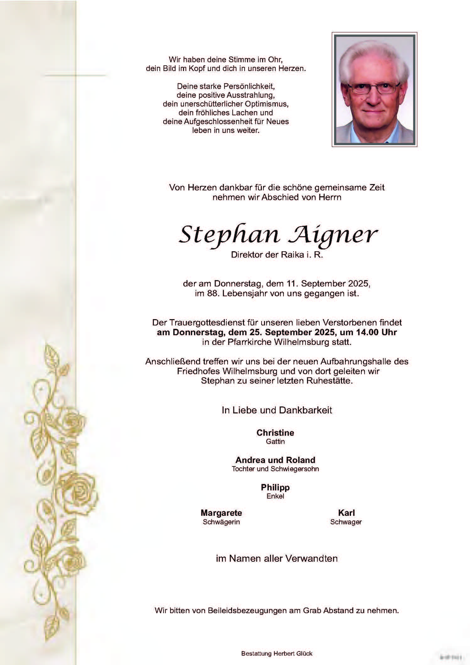 Sterbefall Stephan Aigner
