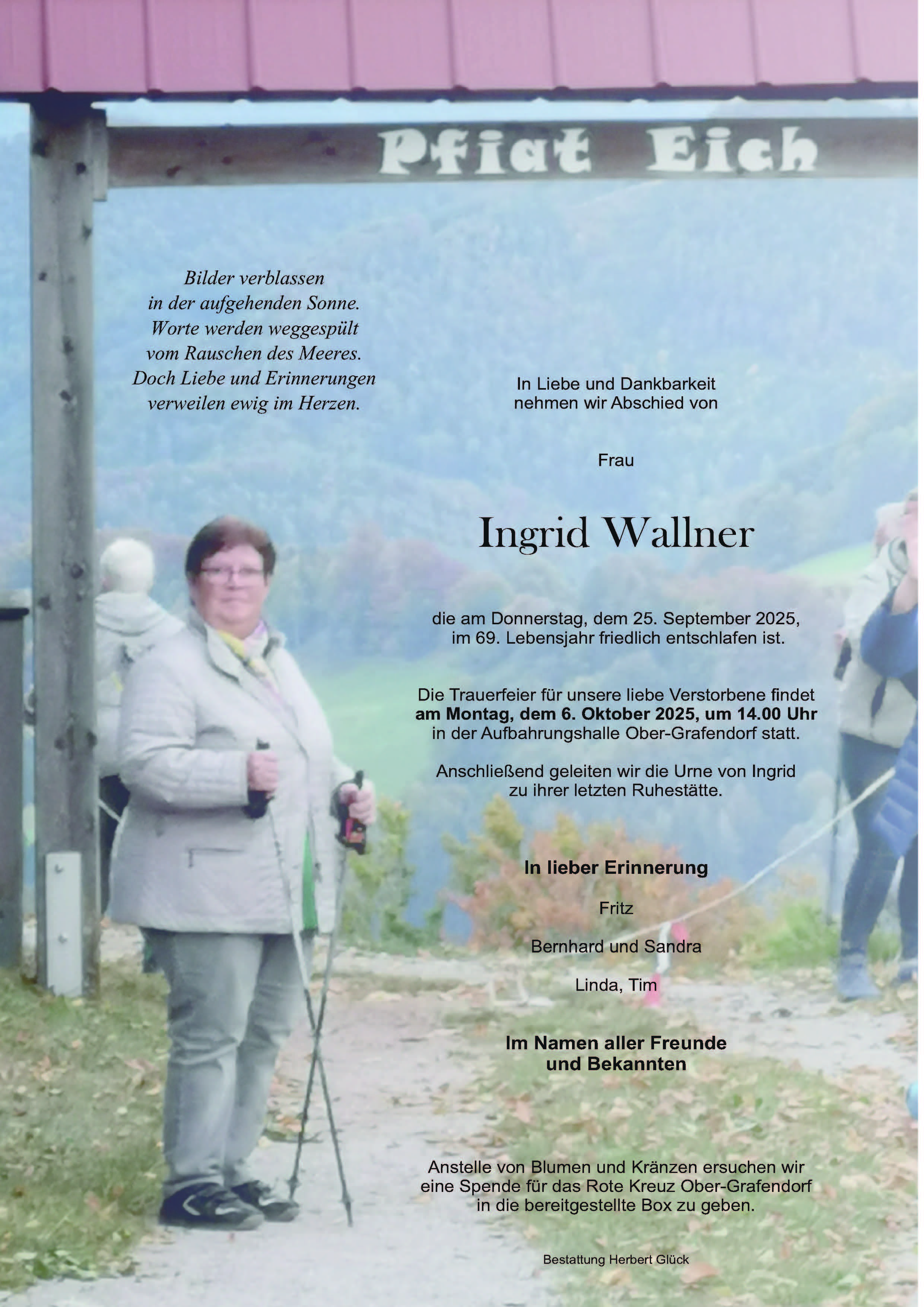 Sterbefall Ingrid Wallner