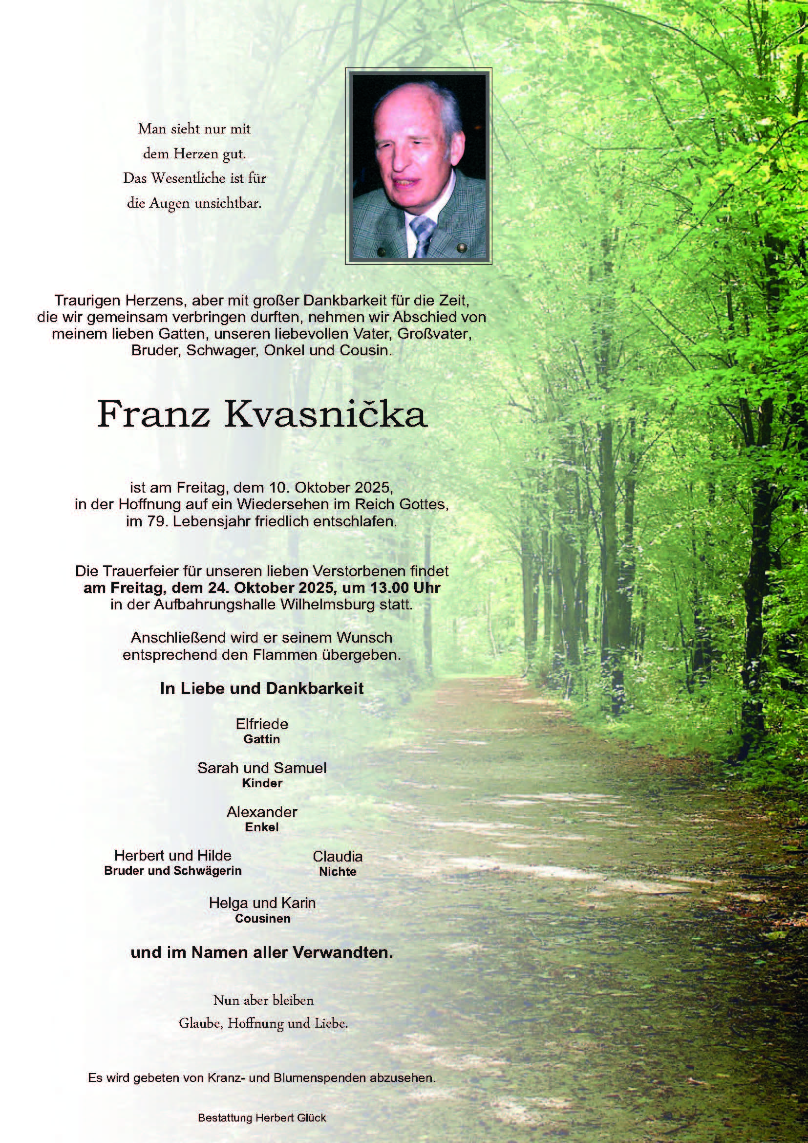 Sterbefall Franz Kvasnička