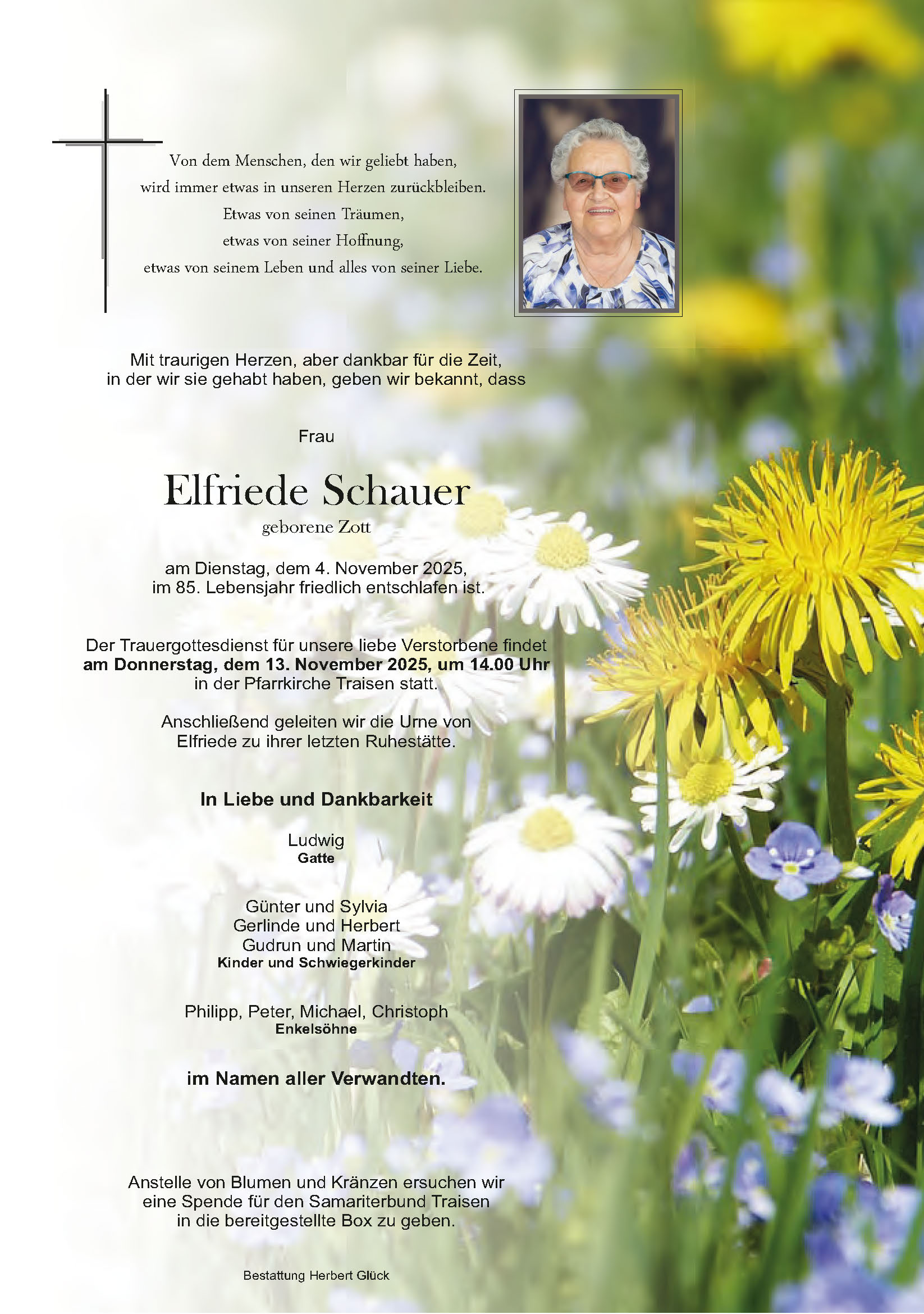 Sterbefall Elfriede Schauer