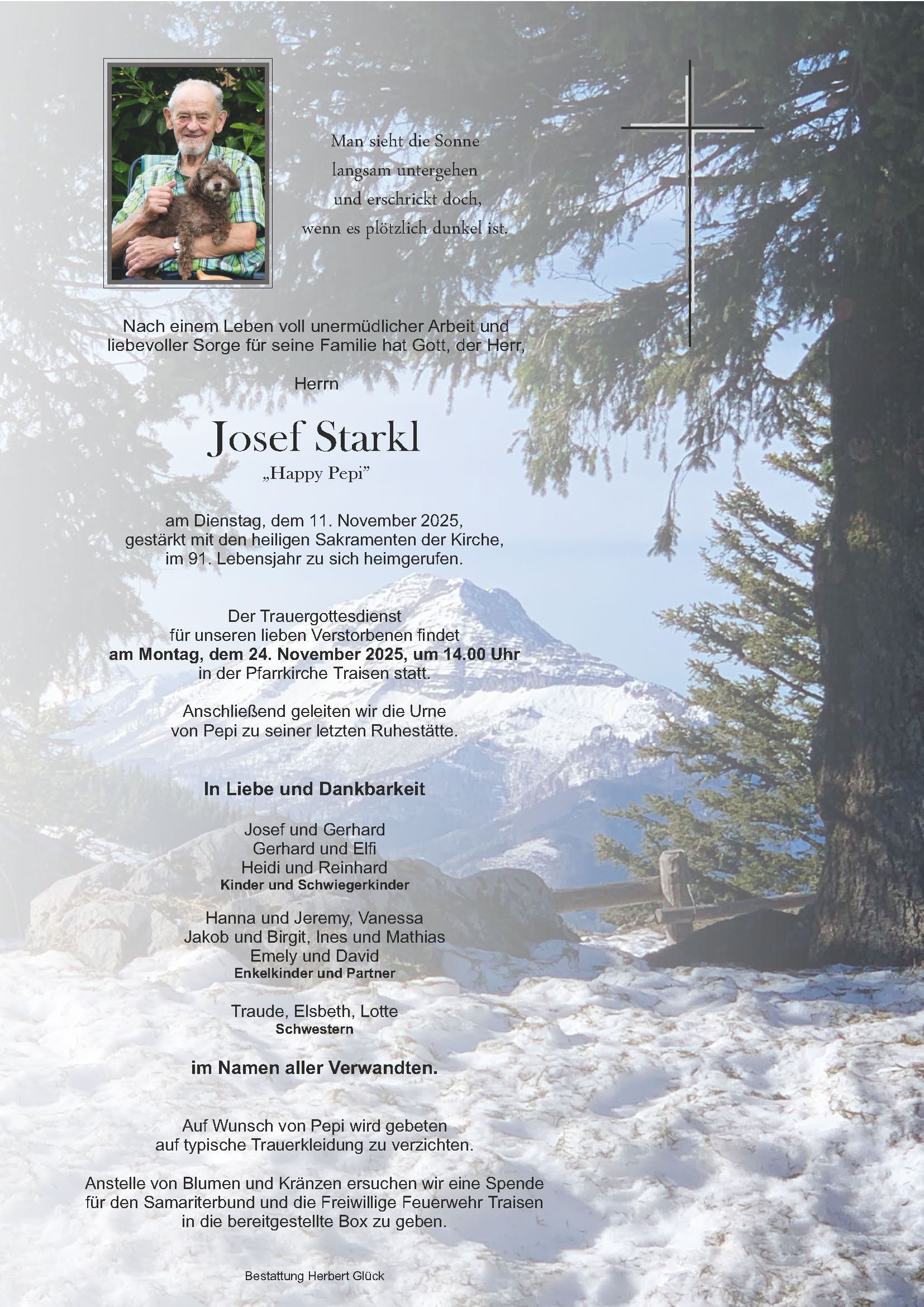 Sterbefall Josef Starkl