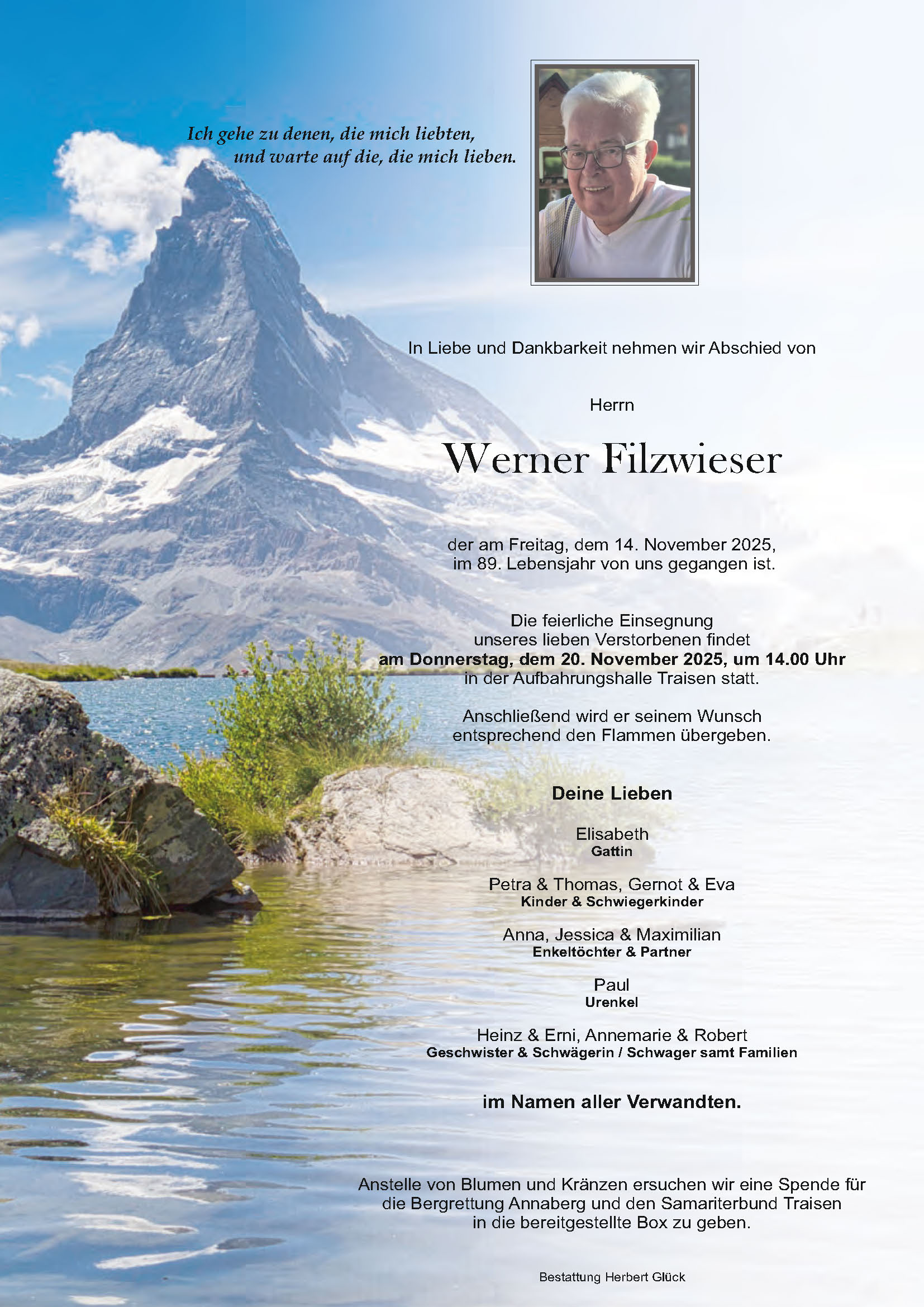 Sterbefall Werner Filzwieser