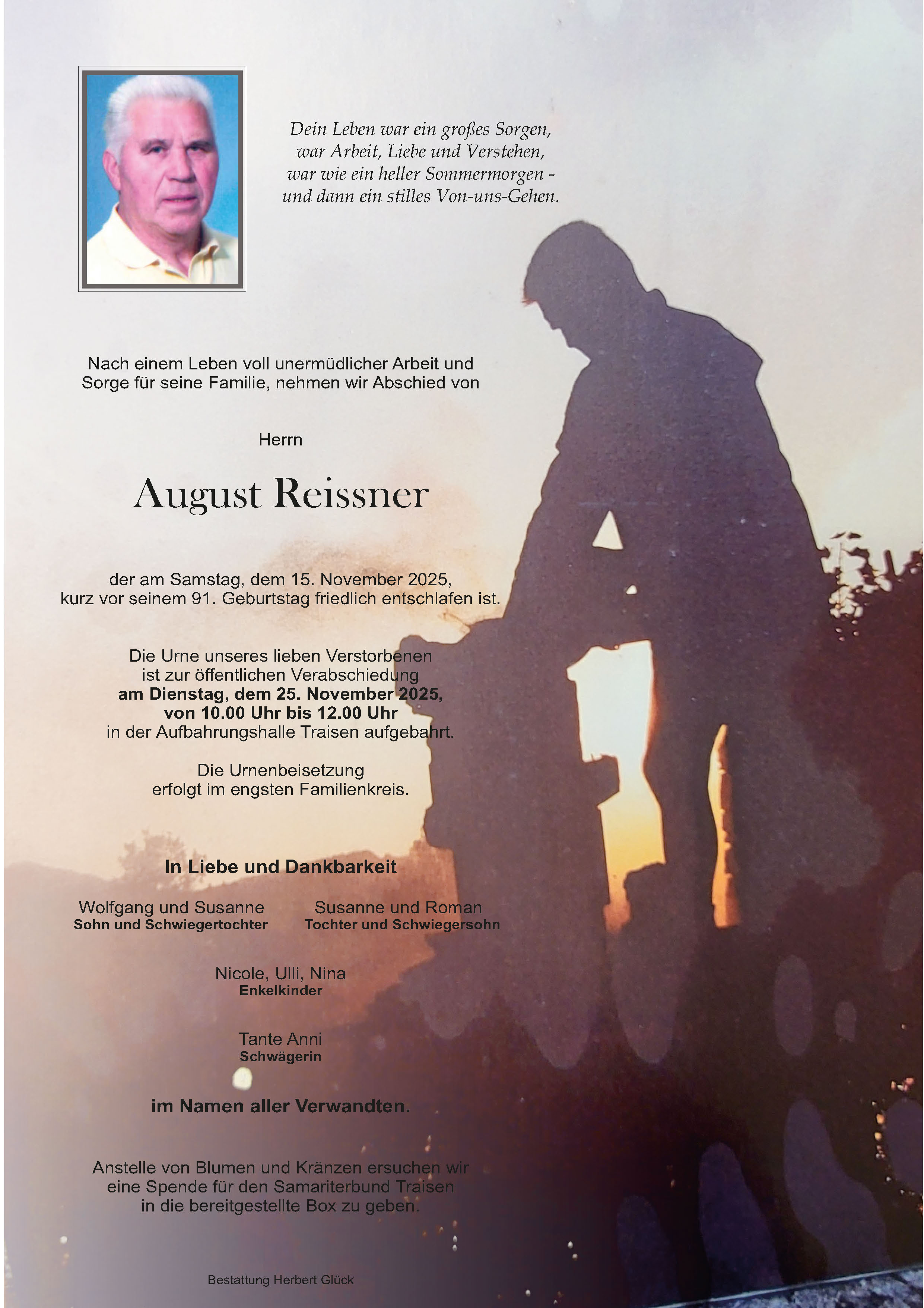 Sterbefall August Reissner