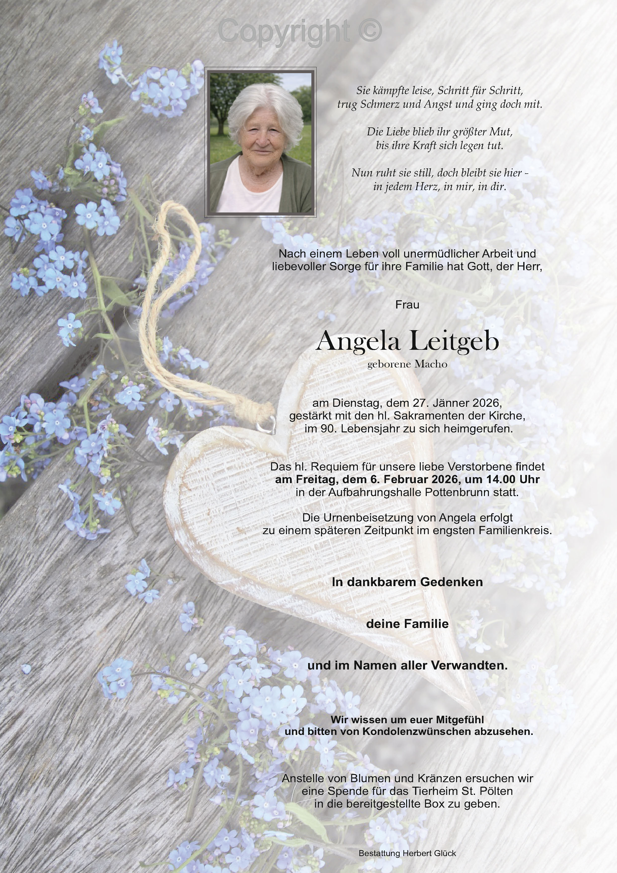 Sterbefall Angela Leitgeb