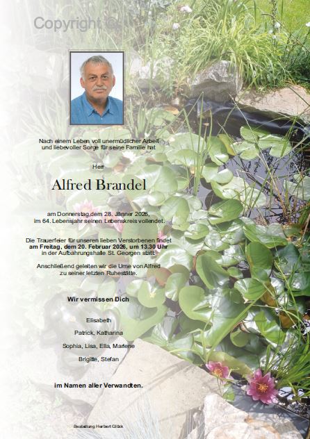 Sterbefall Alfred Brandel