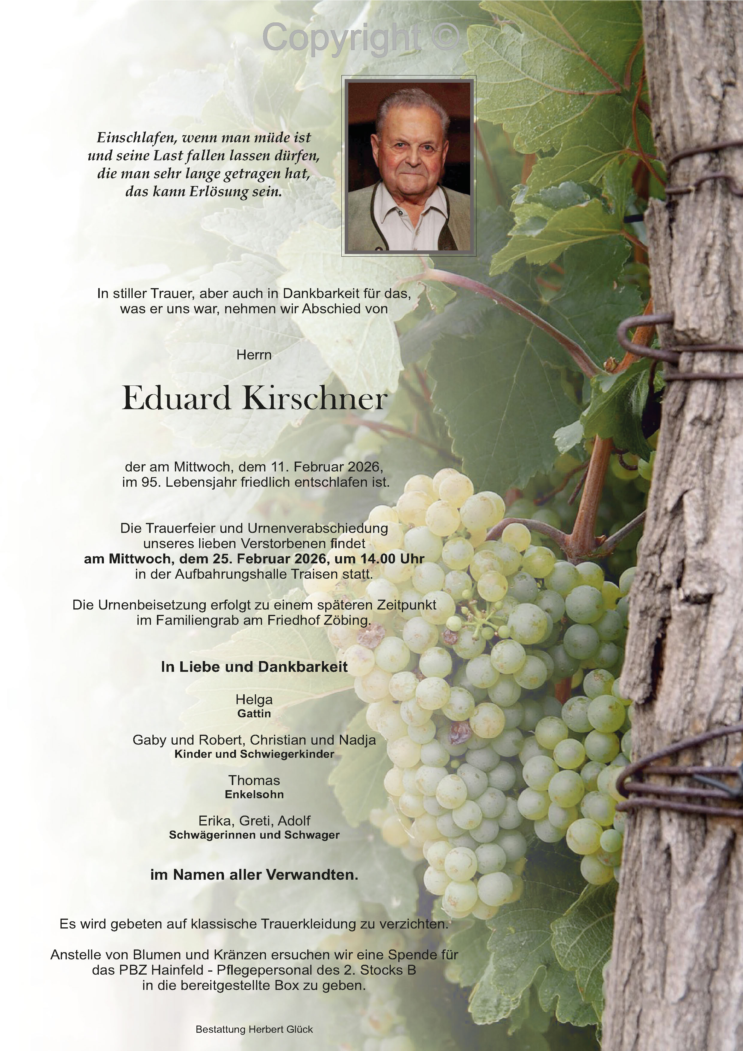 Sterbefall Eduard Kirschner