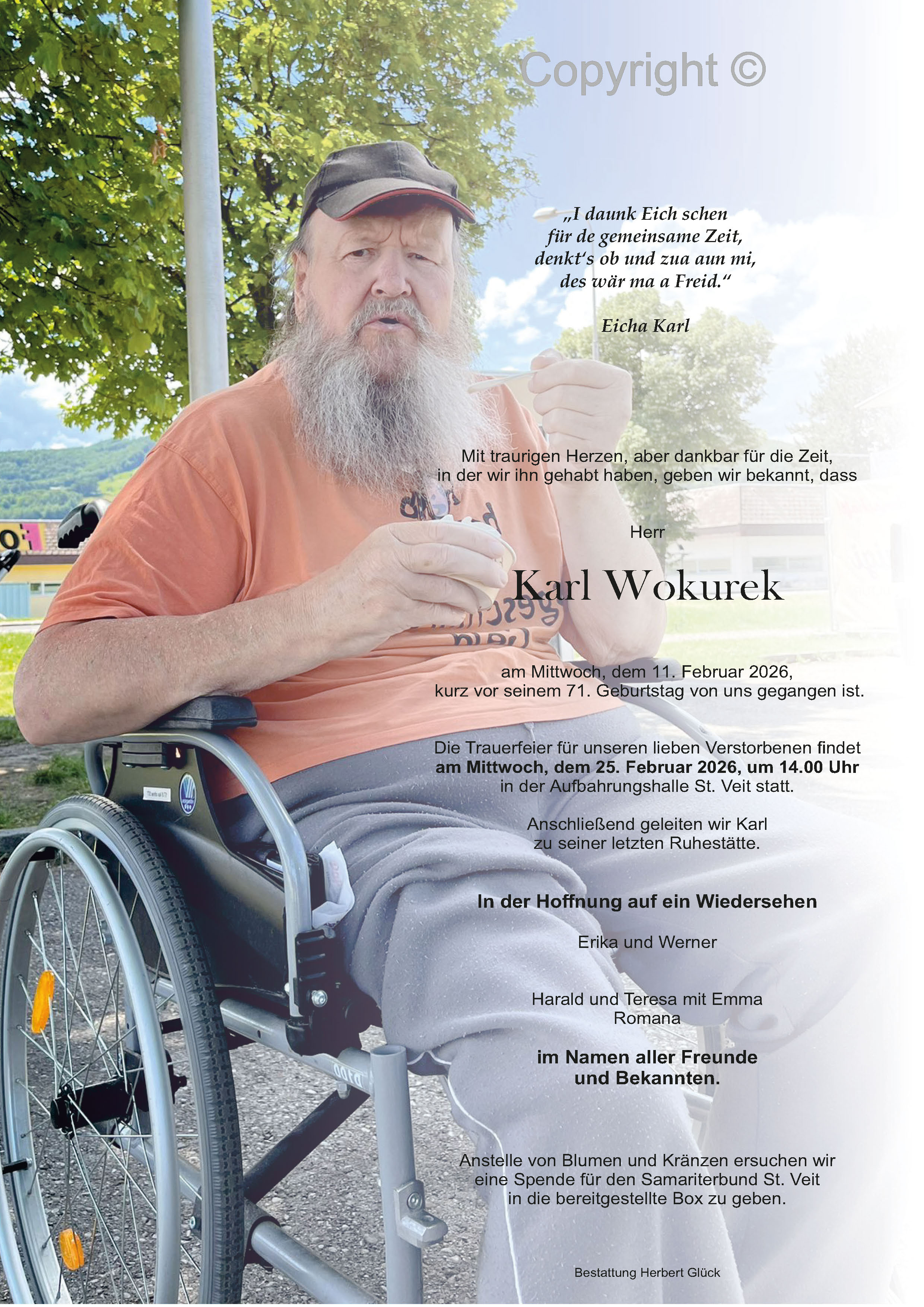 Sterbefall Karl Wokurek