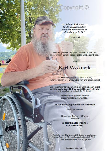 Sterbefall Karl Wokurek