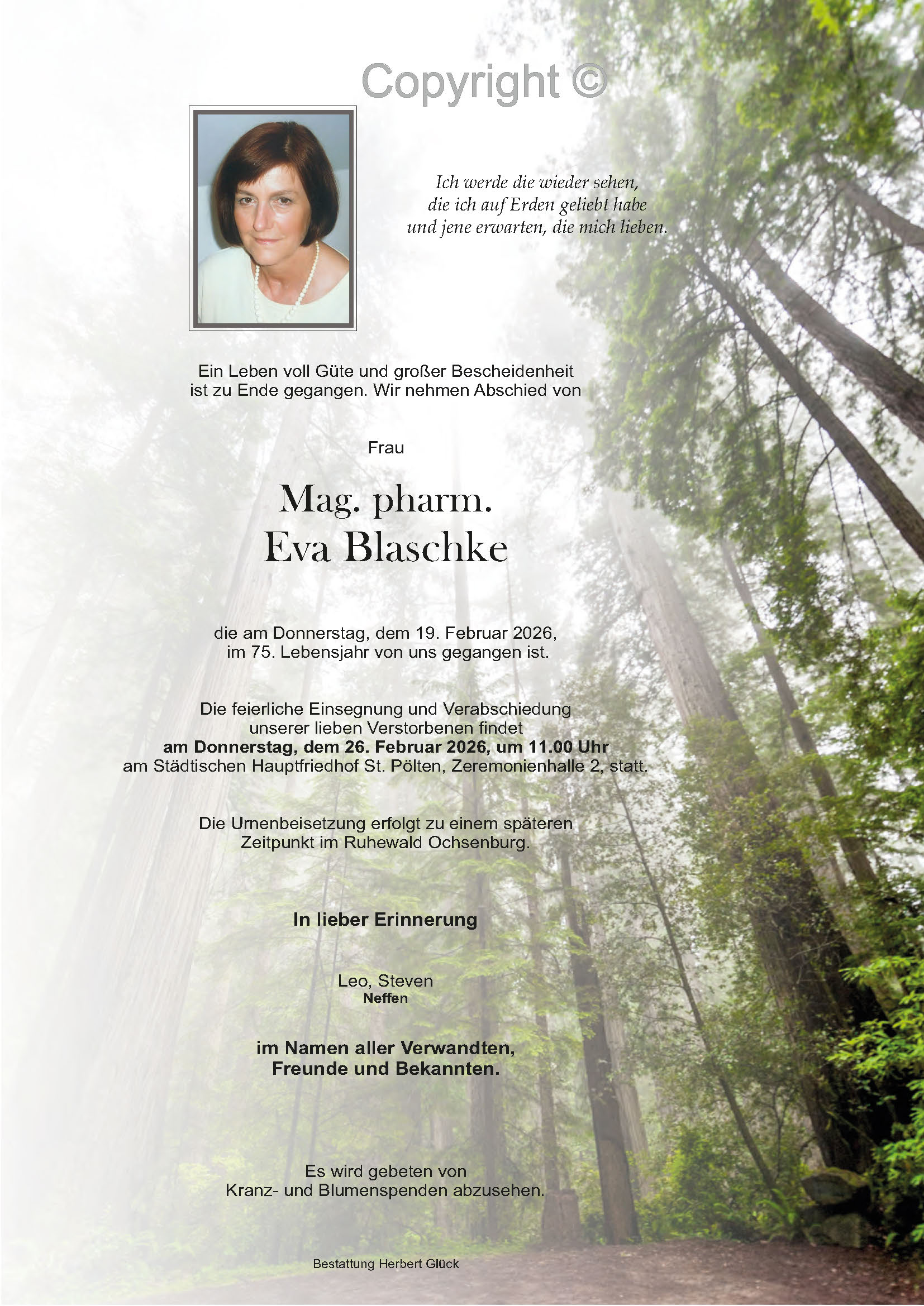 Sterbefall Eva Blaschke