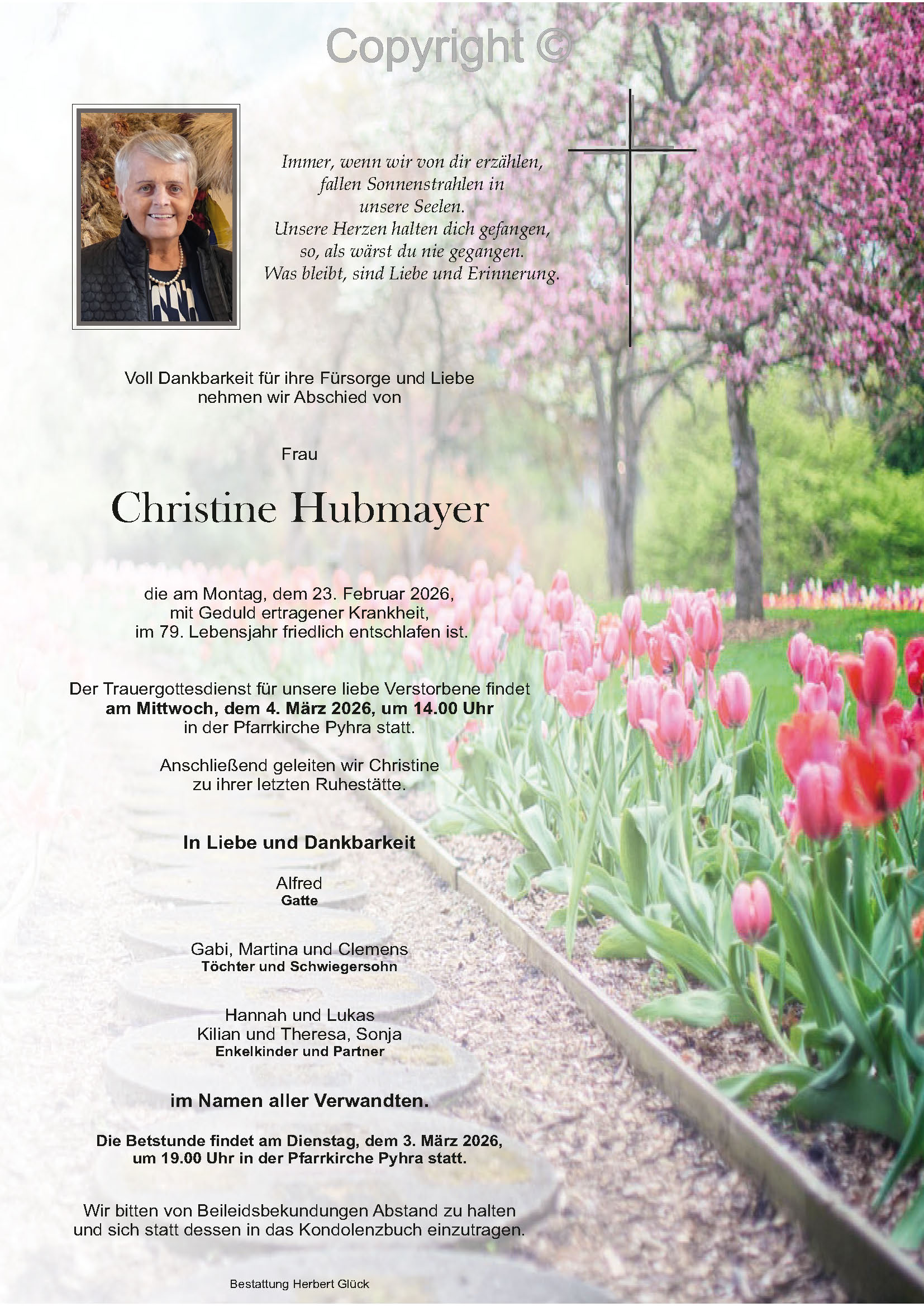 Sterbefall Christine Hubmayer